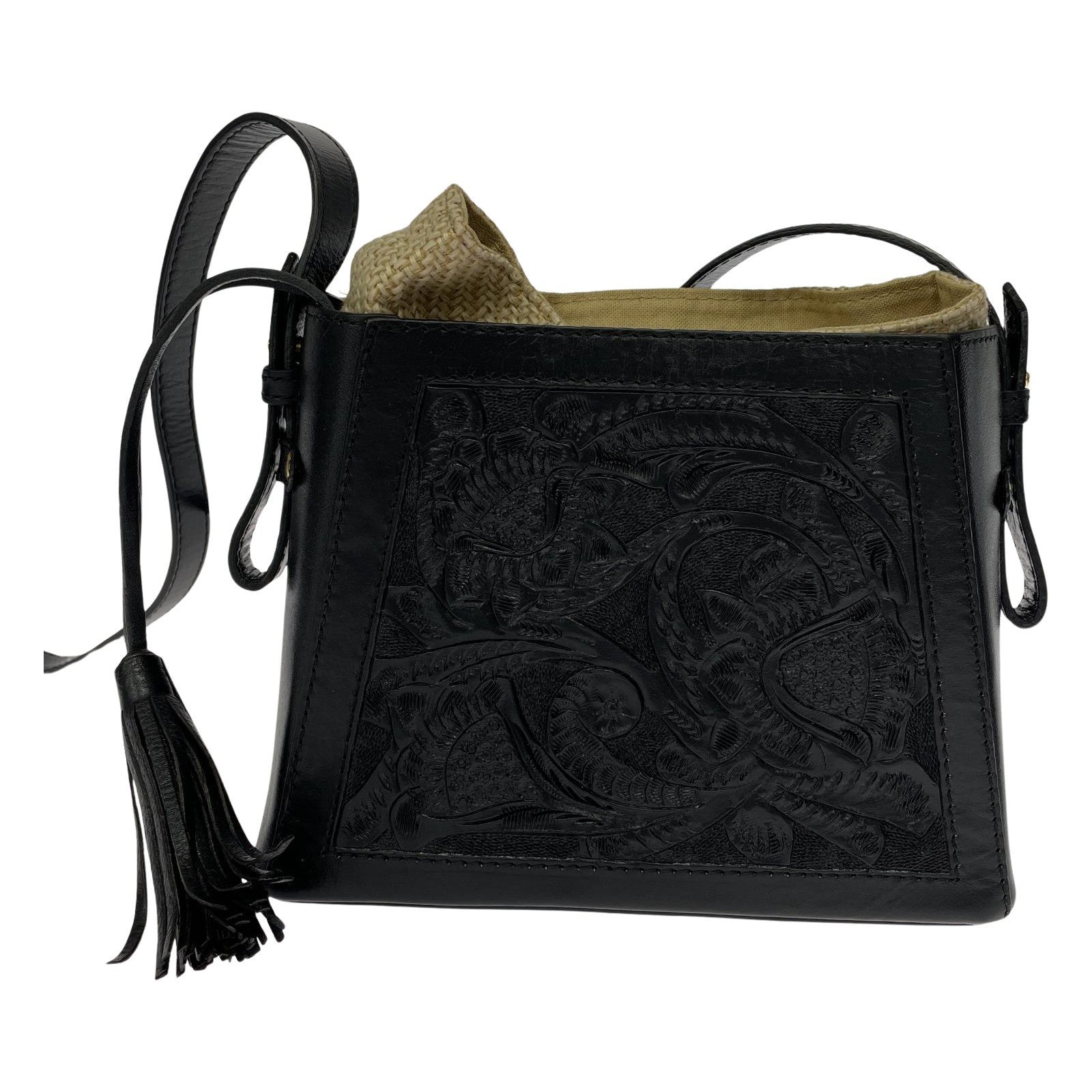 ショルダーバッグ CARVING TRIBES カットワークススクエアバッグ BLK ブラック