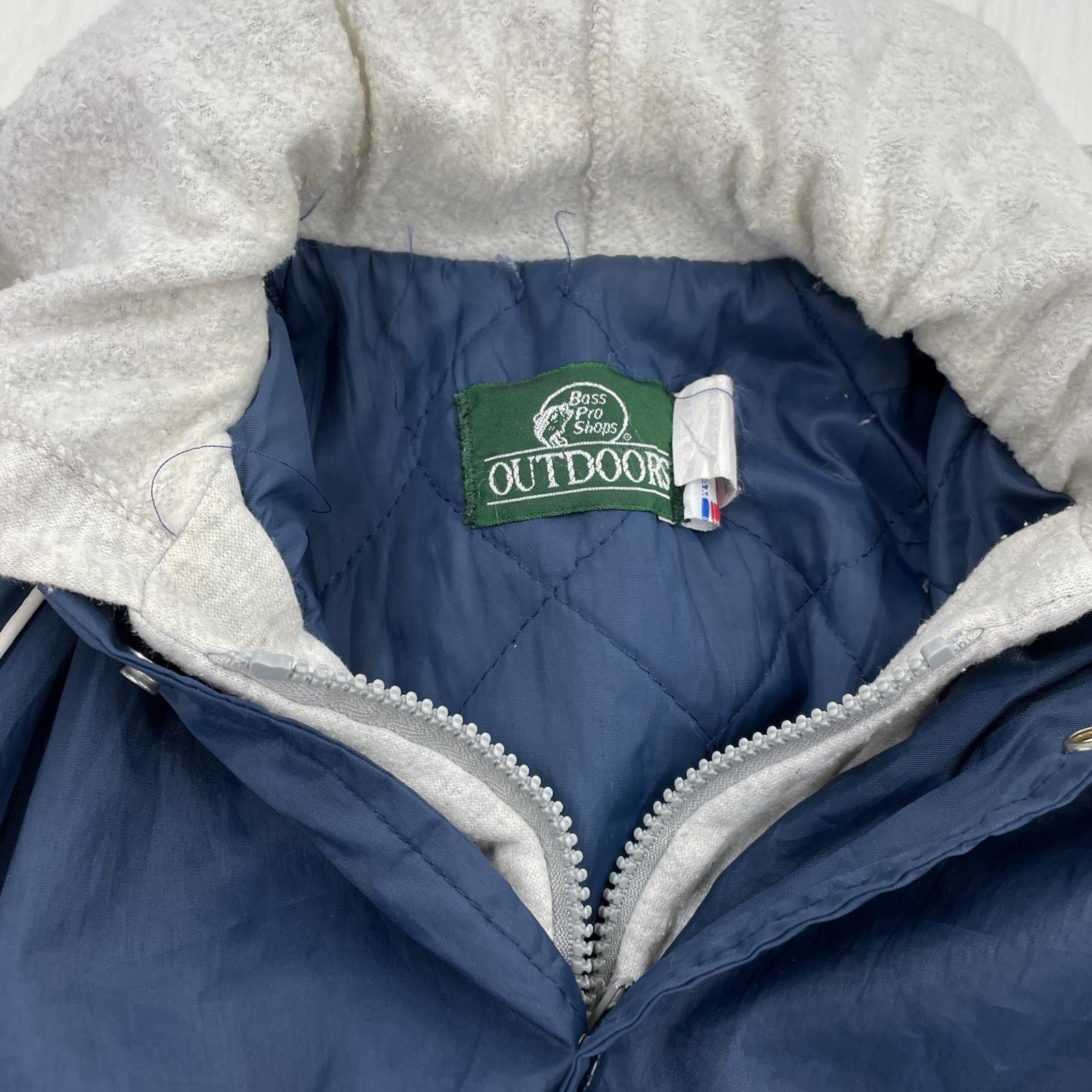 ジャケット Bass Pro Shops 90s フード付 ナイロンスタジャン NVY M ネイビー