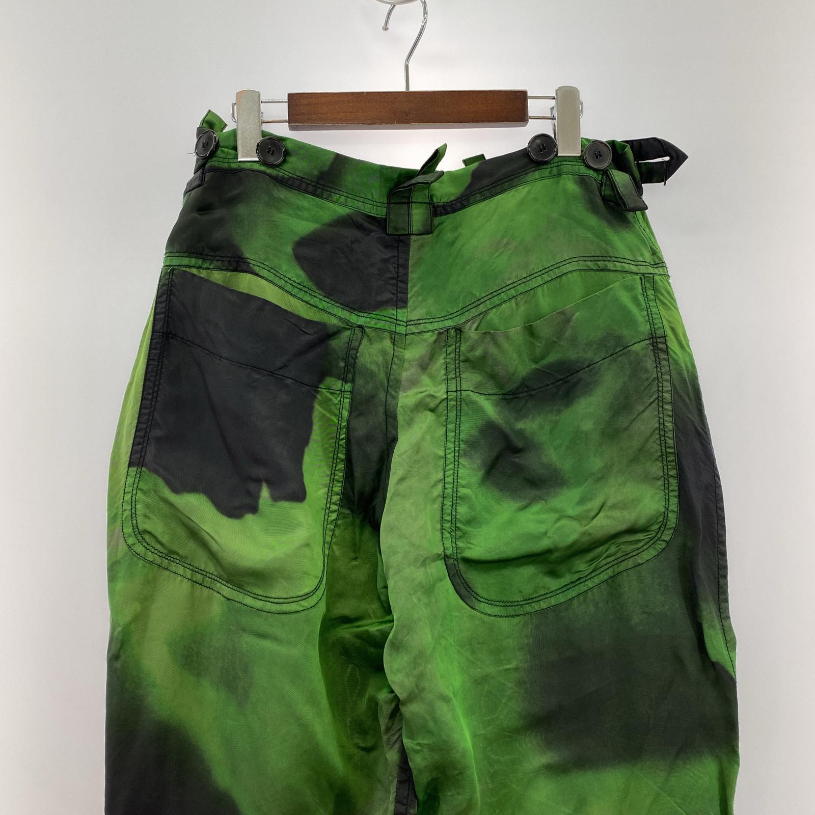 パンツ PRONOUNCE 20AW レーヨンパンツ XS ブラック×グリーン