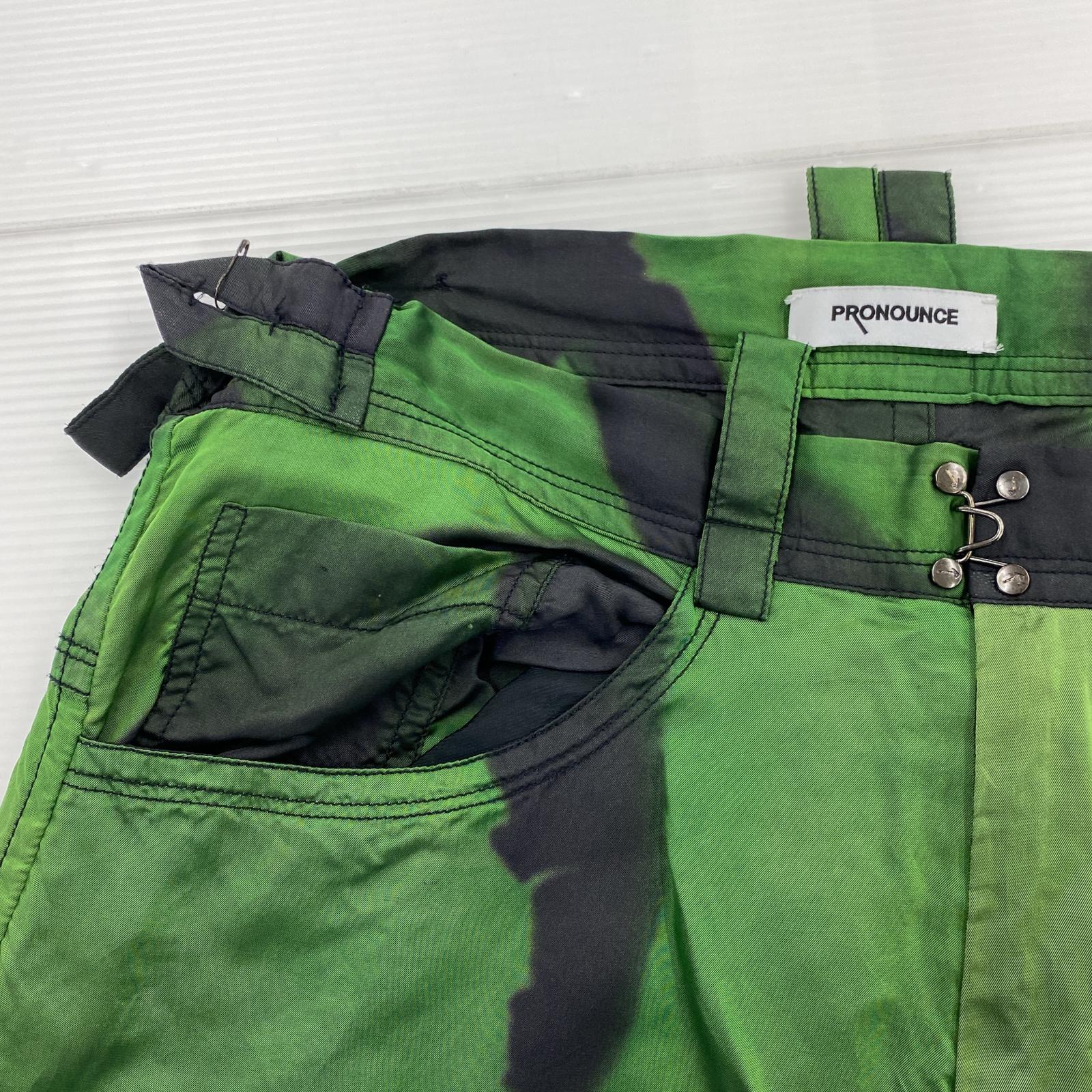 パンツ PRONOUNCE 20AW レーヨンパンツ XS ブラック×グリーン