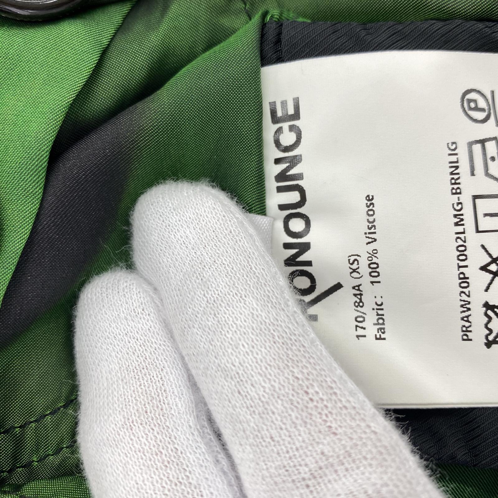 パンツ PRONOUNCE 20AW レーヨンパンツ XS ブラック×グリーン