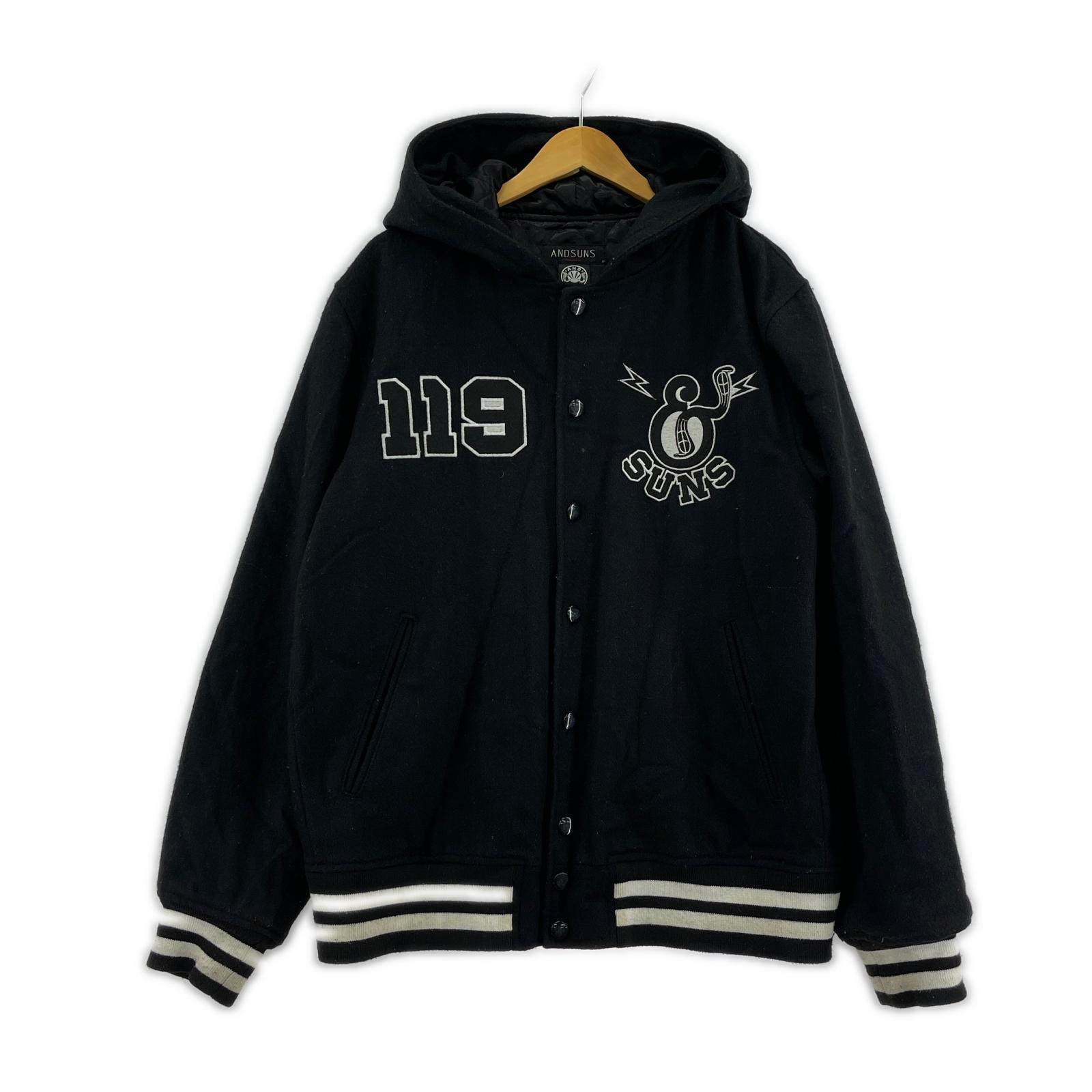 ジャケット and suns フード付 ウールスタジャン BLK ブラック