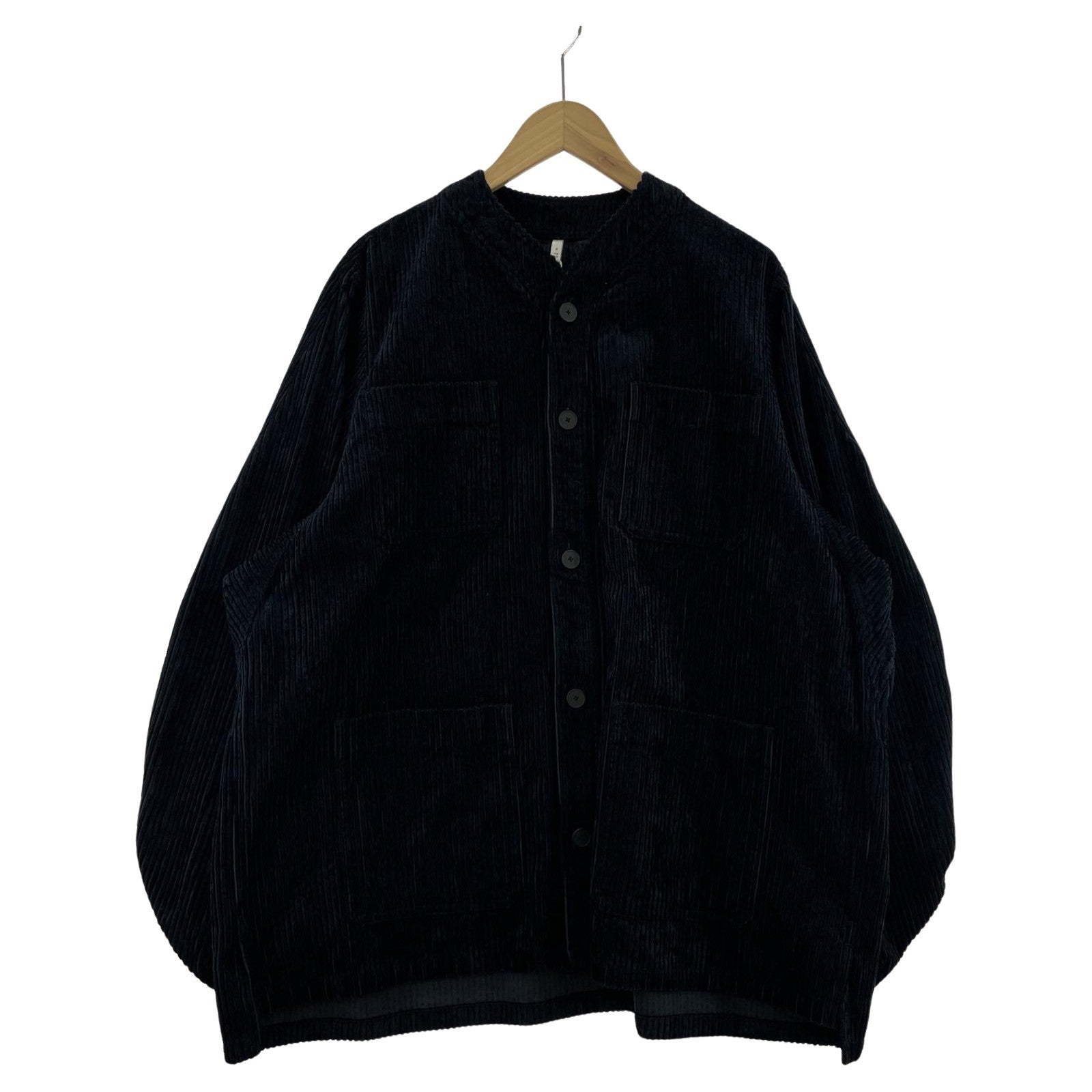 ジャケット FIRMUM グロッシーコーデュロイギャザージャケット 黒 M ブラック