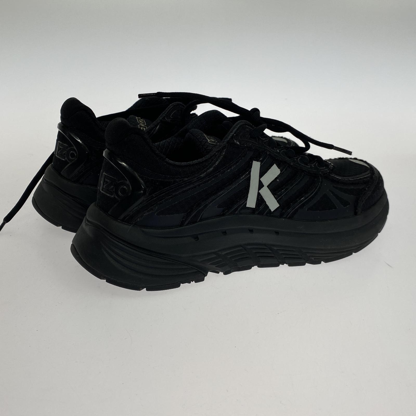 スニーカー Black Polyester Lace-Up Low Top Sneakers ブラック