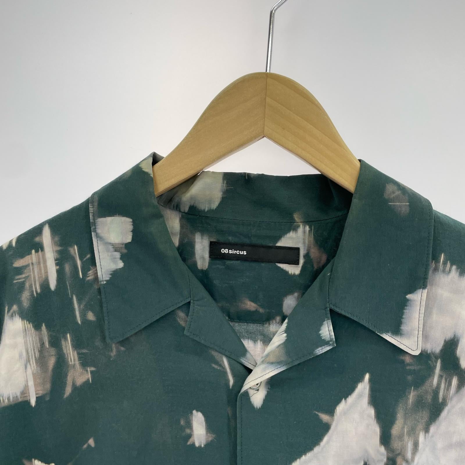 半袖シャツ 08sircus 22ss S/S かご染めオープンカラーシャツ 4 グリーン 4 グリーン