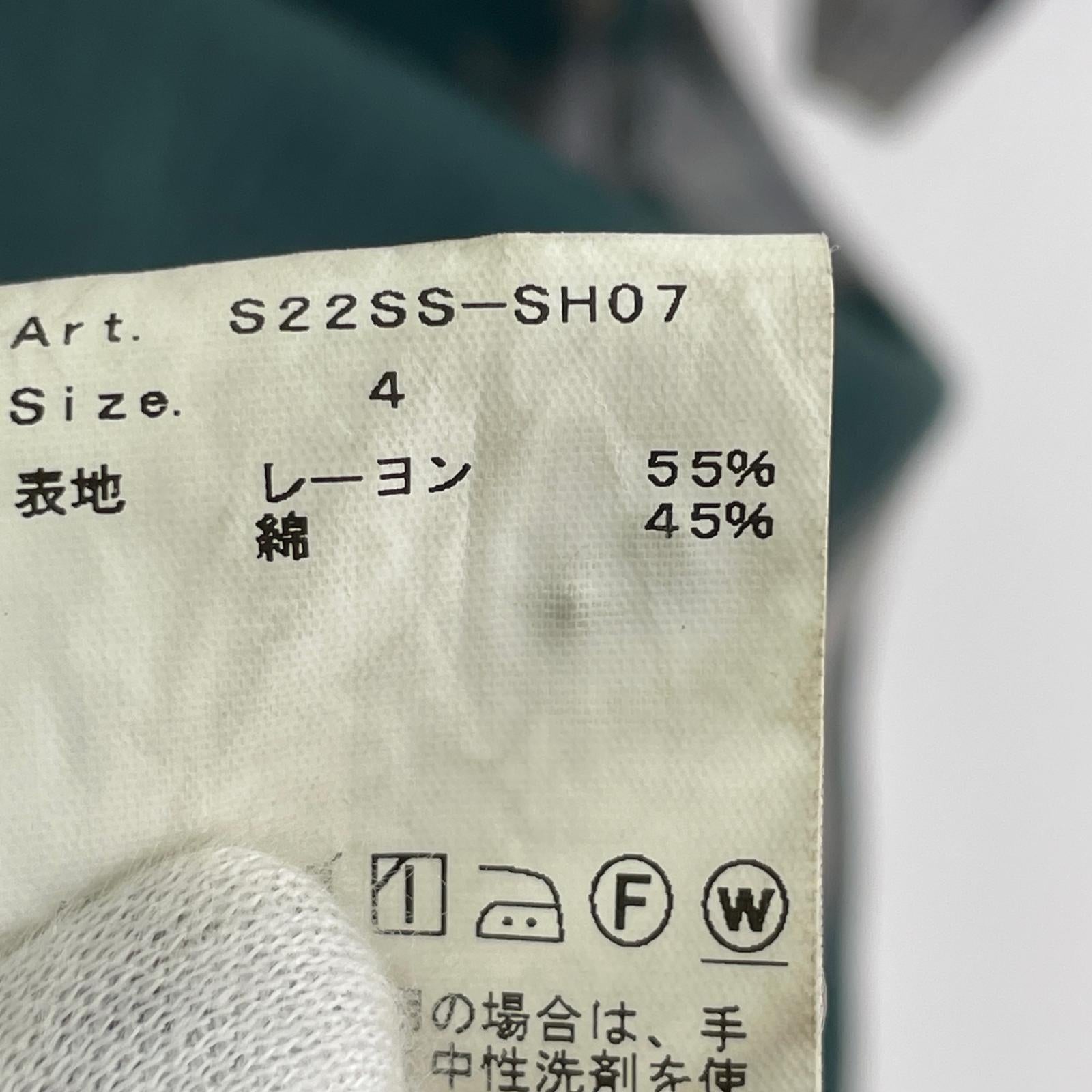 半袖シャツ 08sircus 22ss S/S かご染めオープンカラーシャツ 4 グリーン 4 グリーン