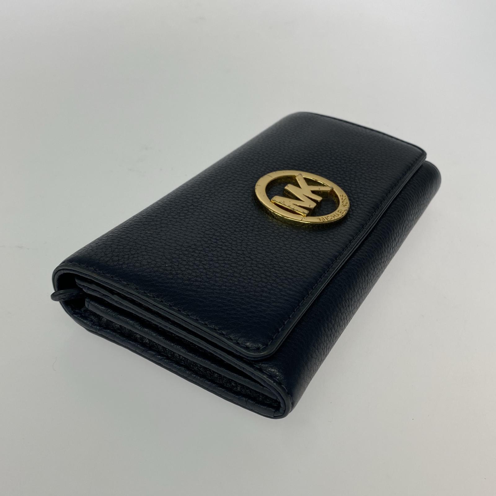 長財布 MKロゴフラップ長財布 ブラック ブラック