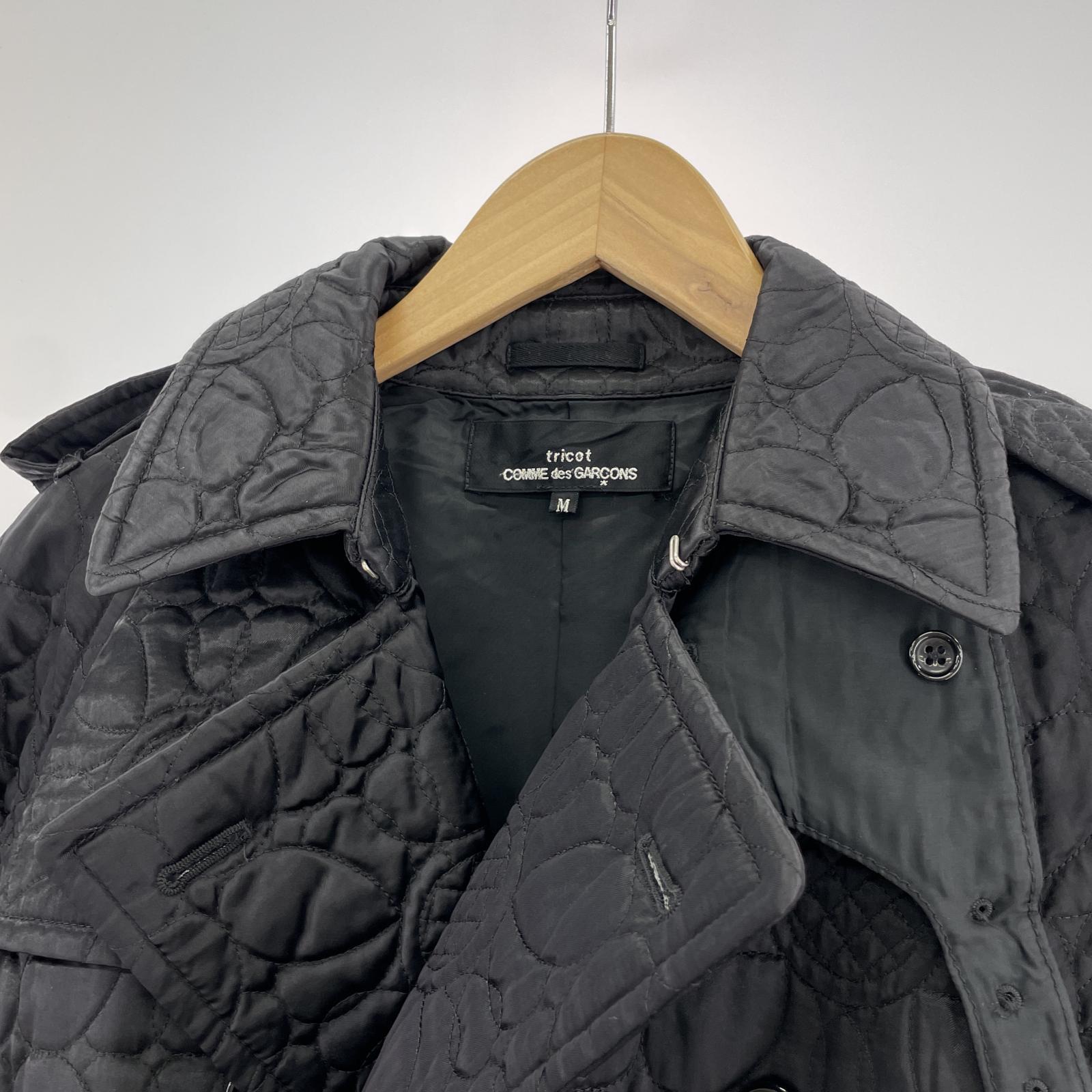 ジャケット tricot COMME des GARCONS デザインキルティング トレンチコート M AD2002 M ブラック