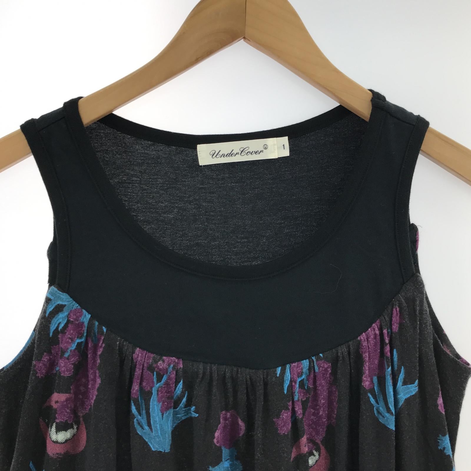 半袖Tシャツ 総柄切替ノースリーブワンピース 1