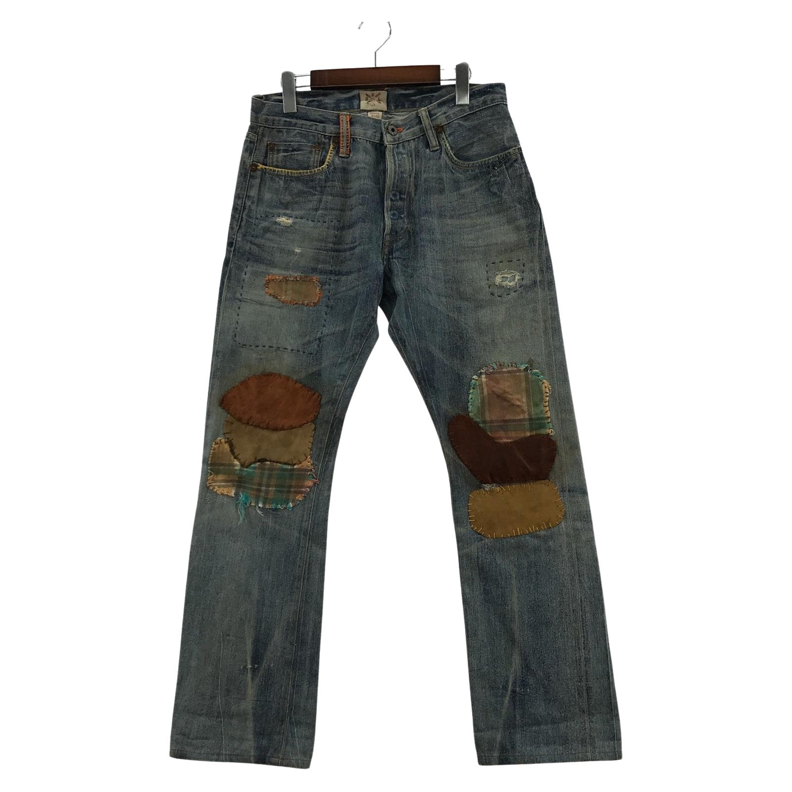 デニムパンツ パッチワークデニムパンツ/31*32/PP-PM-LA-0136 ブルー