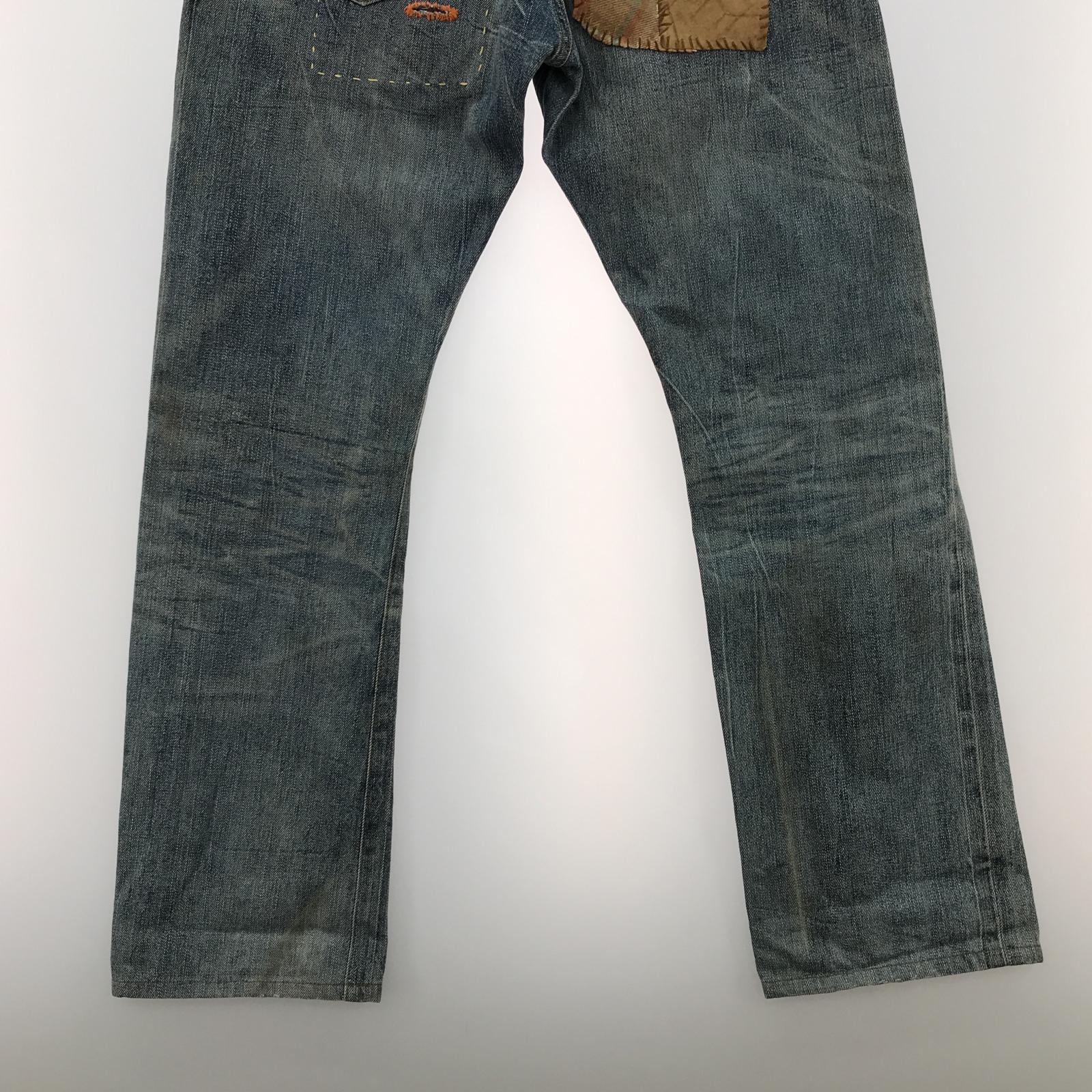 デニムパンツ パッチワークデニムパンツ/31*32/PP-PM-LA-0136 ブルー