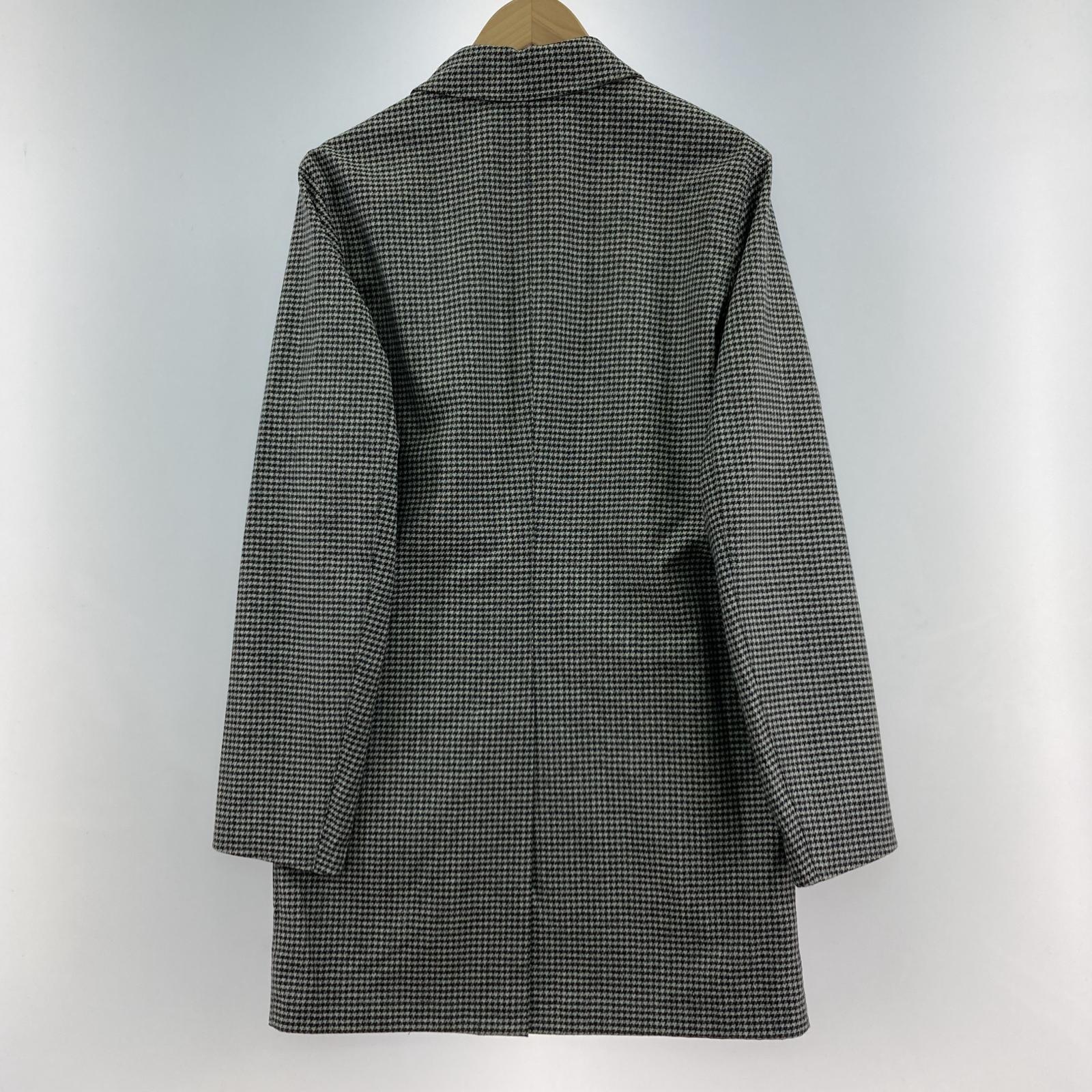 ジャケット Kired リバーシブルステンカラーコート 44 カーキ 千鳥 PERK66145 ブラック