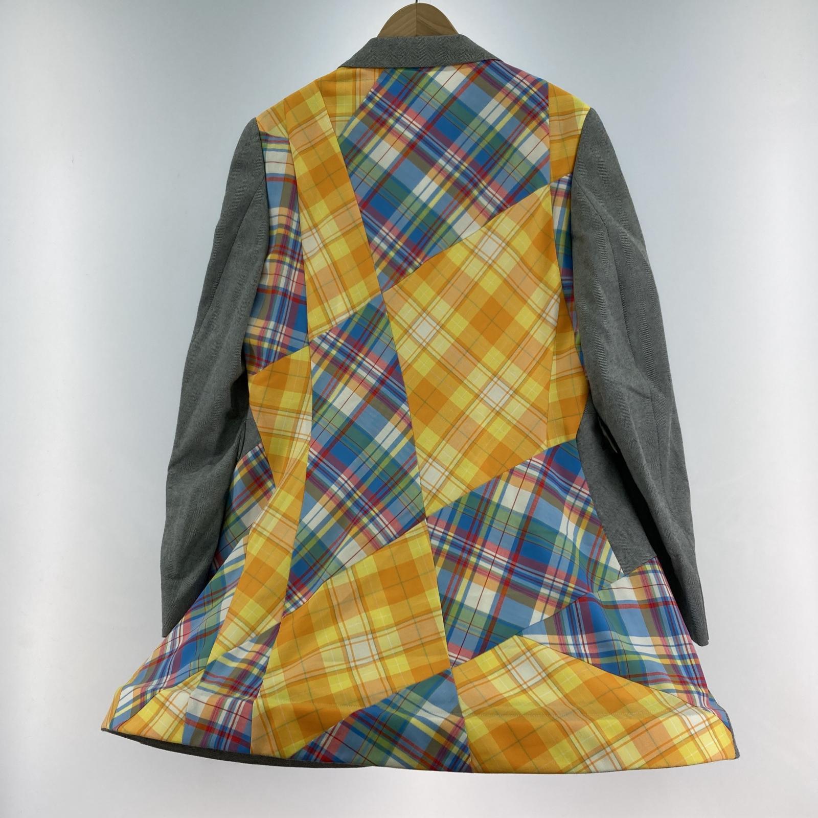 テーラードジャケット COMME des GARCONS HOMME PLUS 裾ワイヤー パッチワーク ヘリンボーンジャケット M グレー M グレー