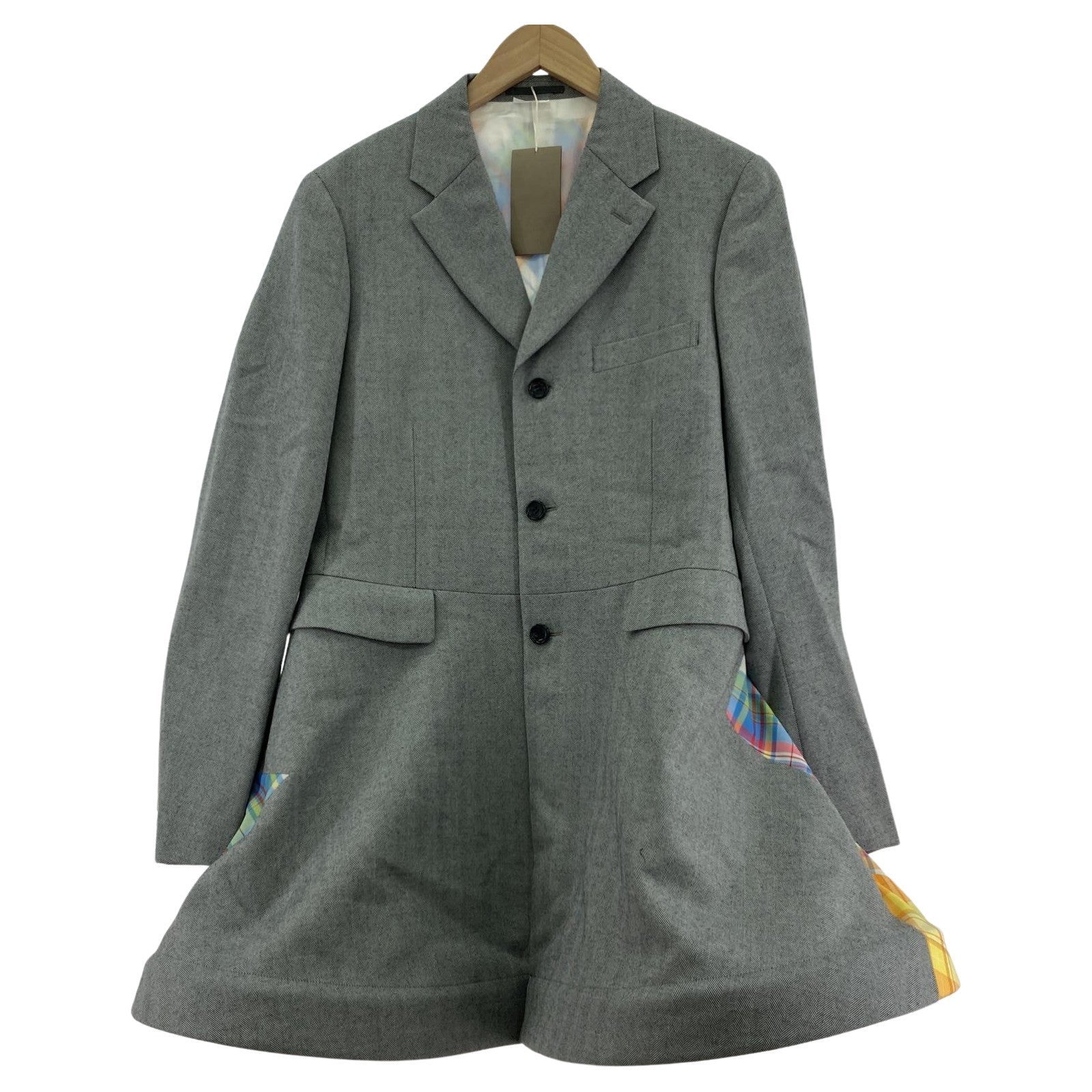 テーラードジャケット COMME des GARCONS HOMME PLUS 裾ワイヤー パッチワーク ヘリンボーンジャケット M グレー M グレー