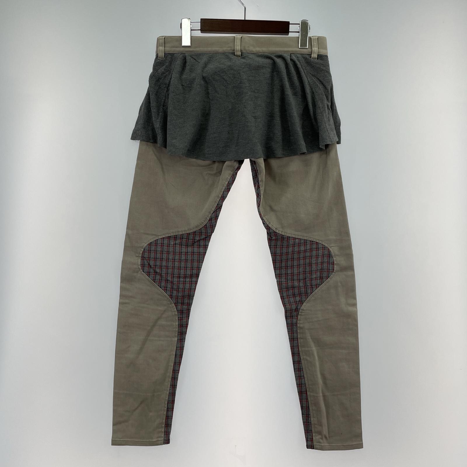 パンツ UNDERCOVERISM 12SS ドッキングデザインパッチワークパンツ 1 レッド×グレー系 I4510-1
