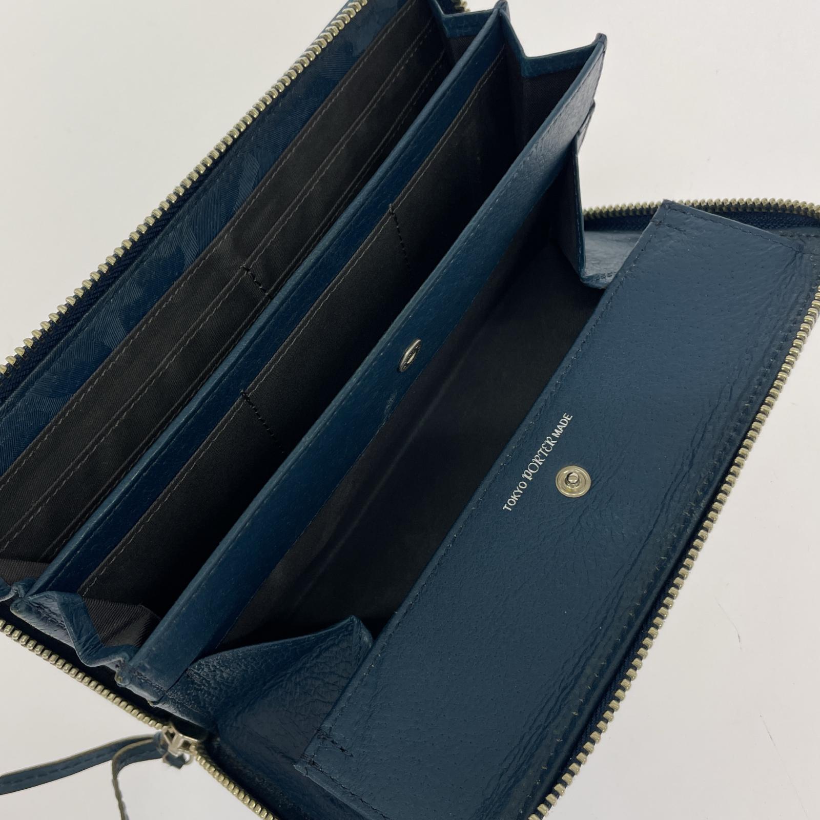 長財布 ブルーカモ ラウンドジップ ネイビー