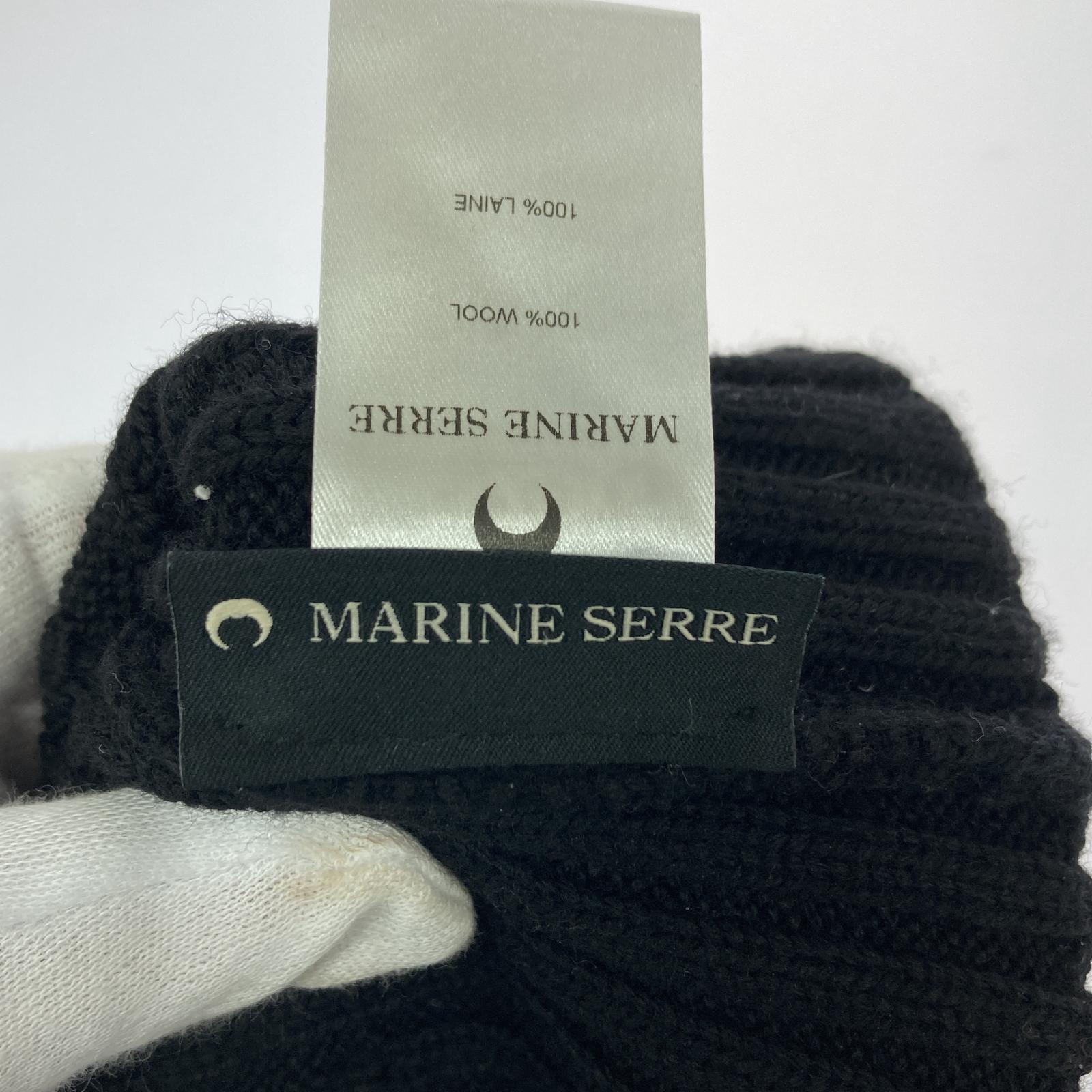 ニットキャップ MARRINE SERRE ロゴニットキャップ 黒