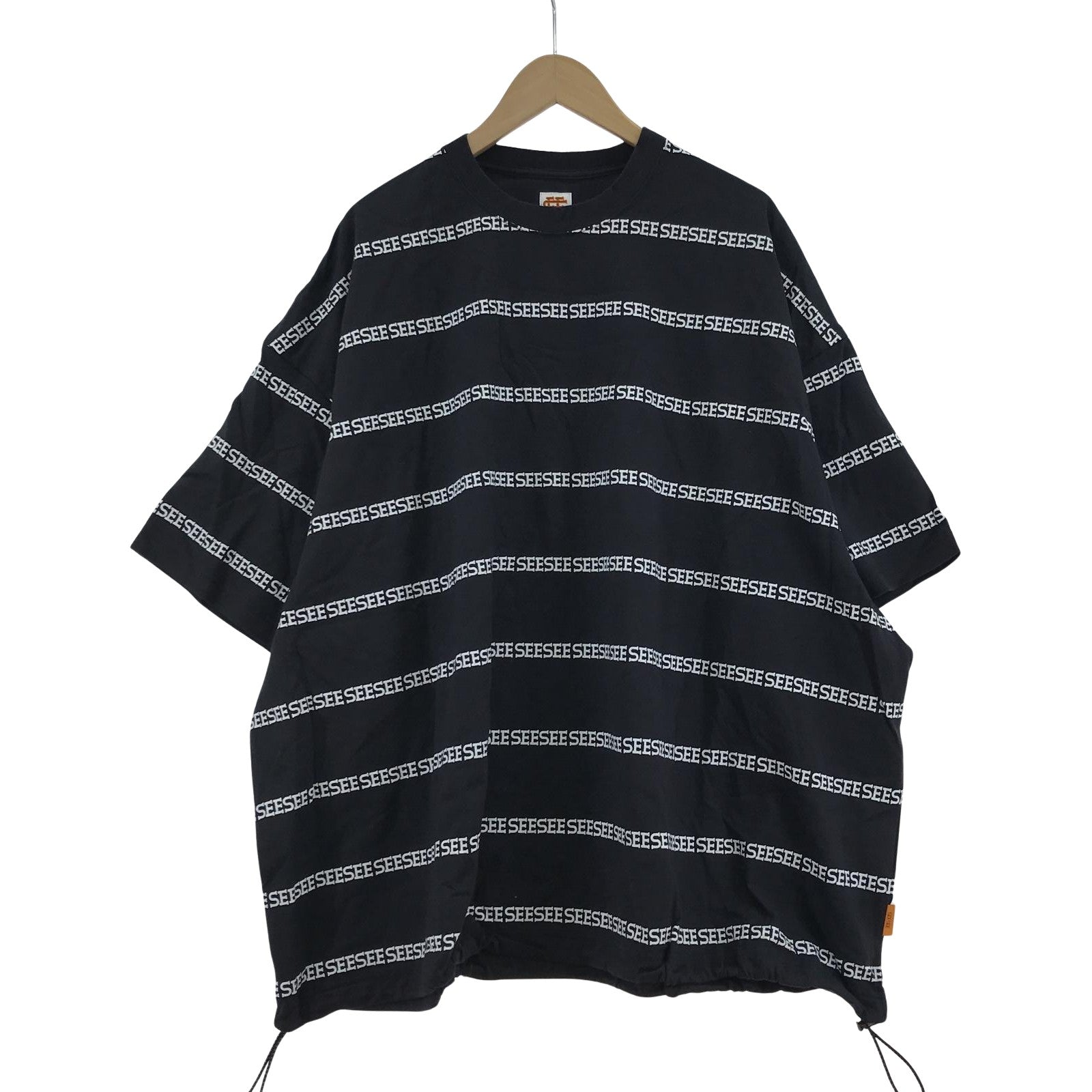 半袖Tシャツ SEESEE SUPER BIG FLAT W DRAWSTRINGS SEE BOARDER TEE NAVY XXL ネイビー ネイビー