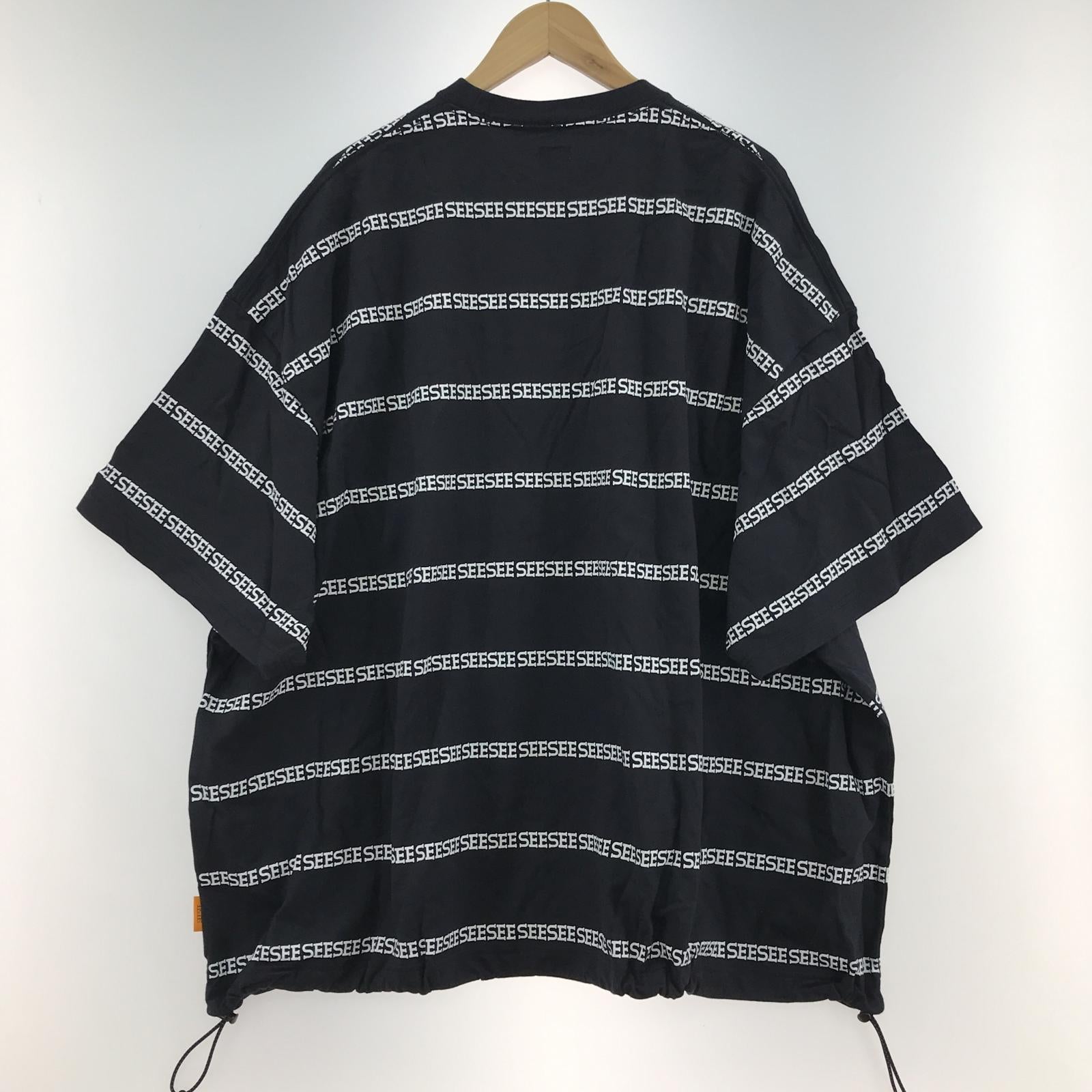 半袖Tシャツ SEESEE SUPER BIG FLAT W DRAWSTRINGS SEE BOARDER TEE NAVY XXL ネイビー ネイビー