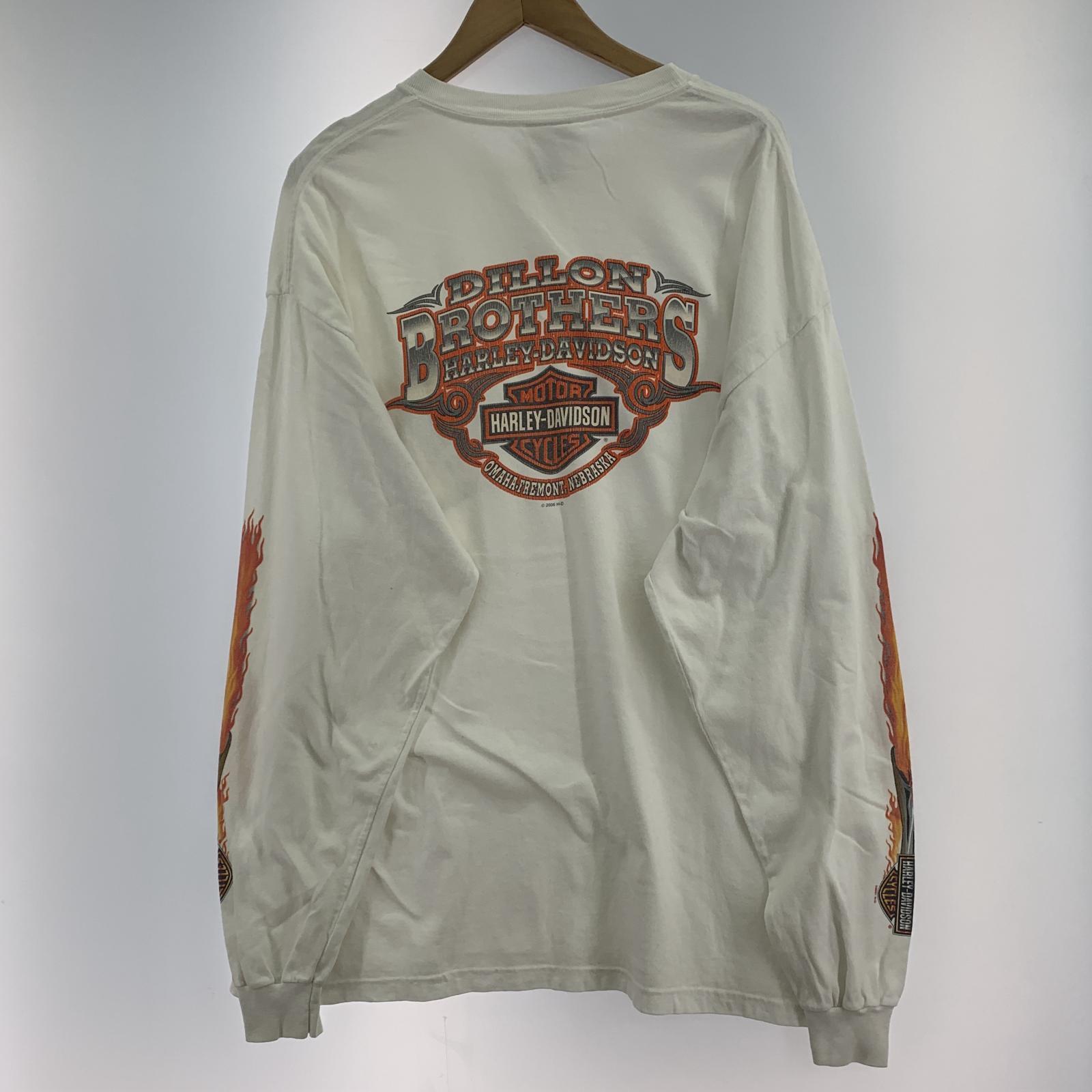 長袖Tシャツ 00s flame Fire pattern L/s tee XL ホワイト