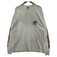 長袖Tシャツ 00s flame Fire pattern L/s tee XL ホワイト