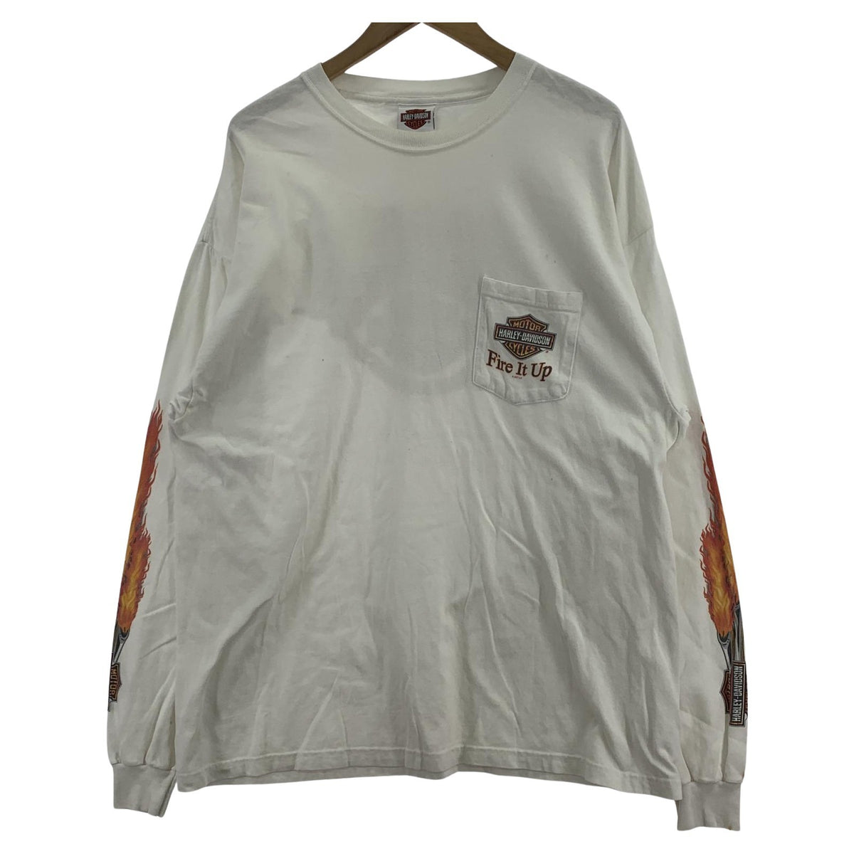 長袖Tシャツ 00s flame Fire pattern L/s tee XL ホワイト