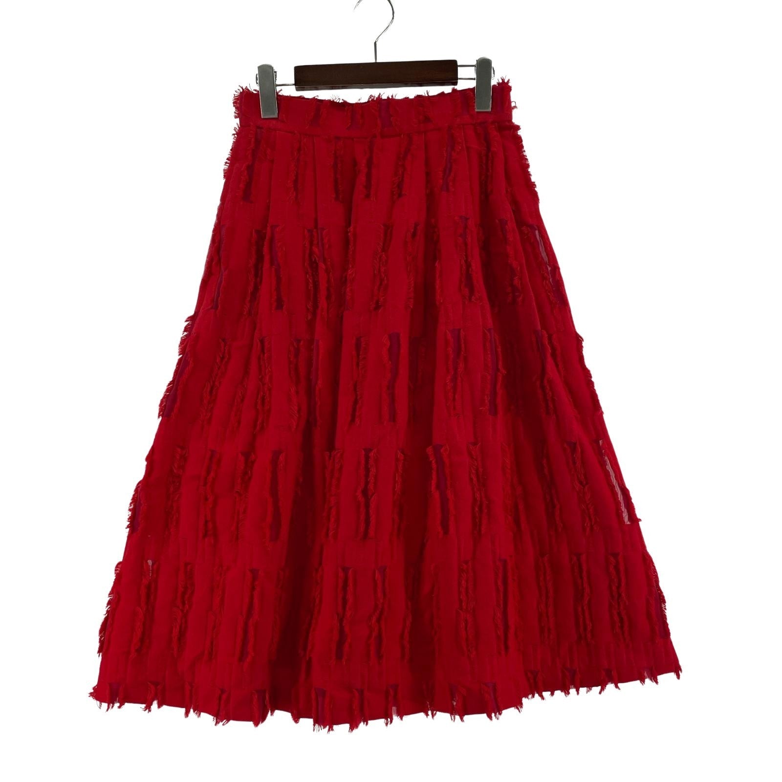 ロングスカート オパール加工 RED 36 レッド