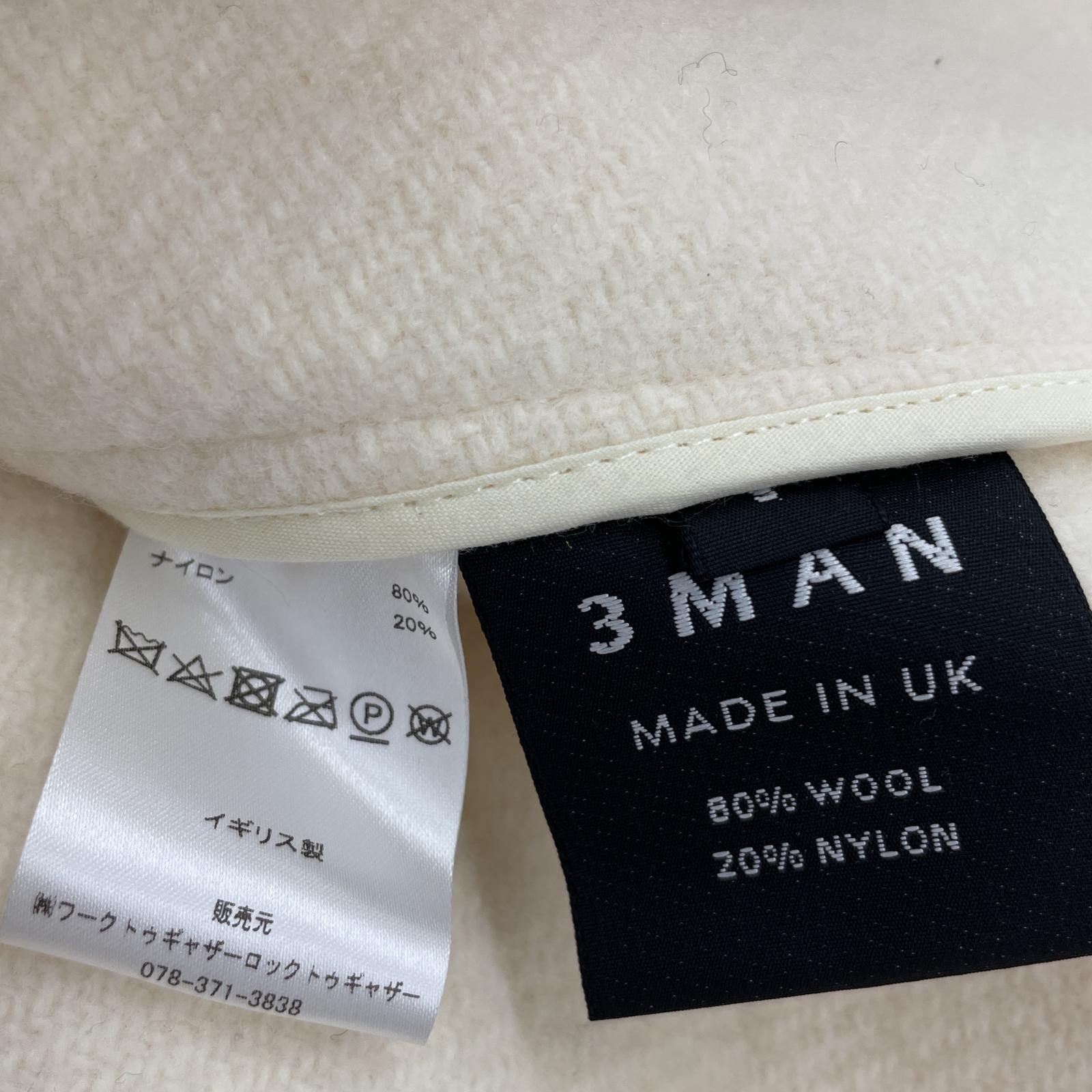 ジャケット 3MAN ステッチデザイン ブランケットジャケット S アイボリー S