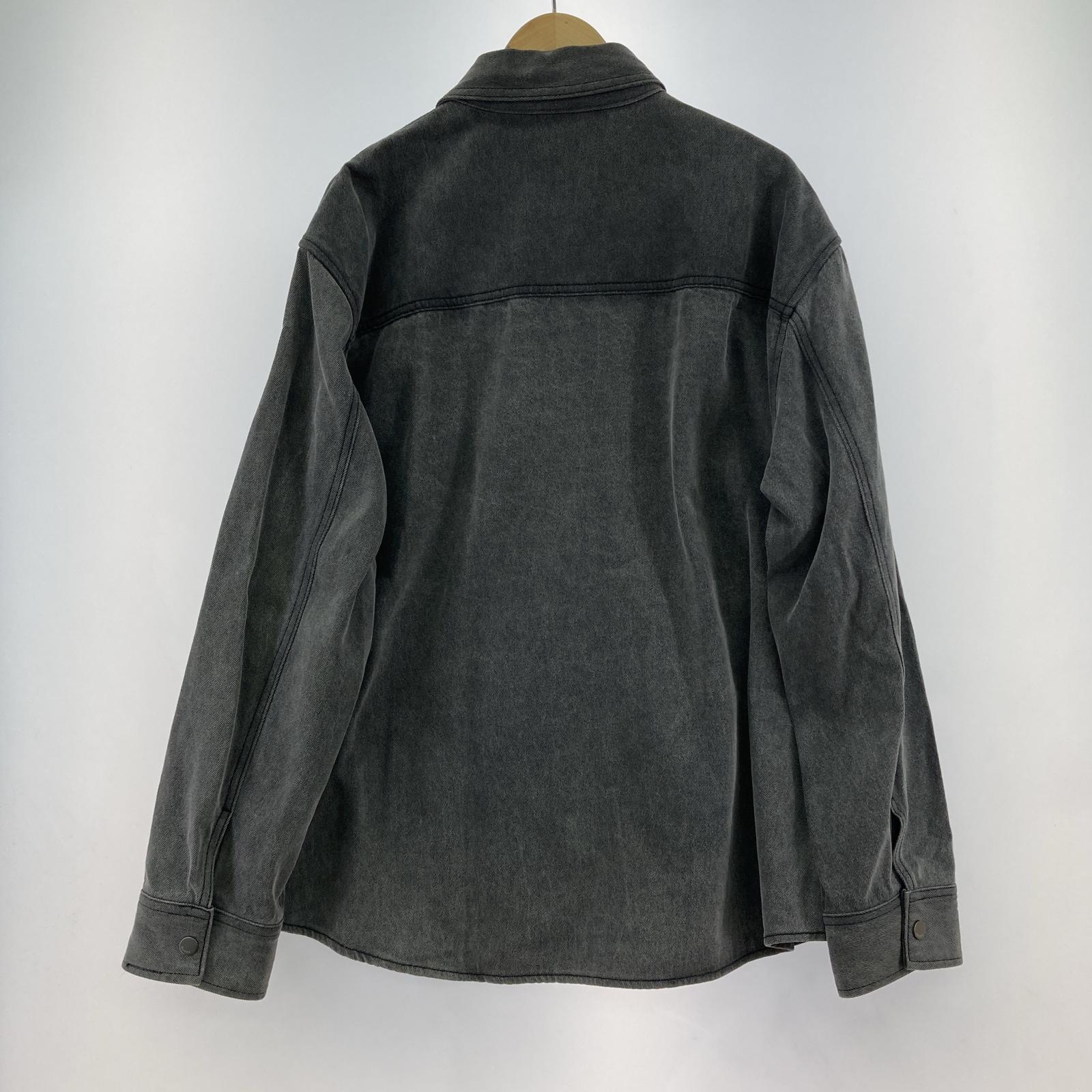 長袖シャツ パッチワークデニムシャツ (XL) ブラック ブラック