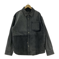 長袖シャツ パッチワークデニムシャツ (XL) ブラック ブラック