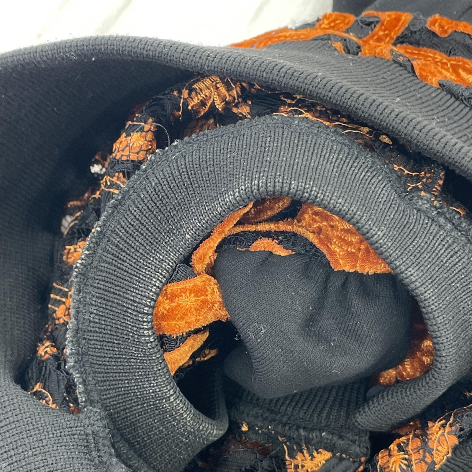長袖Tシャツ AMERI LACE DOCKING SWEAT デザインカットソー F ブラック×ブラウン