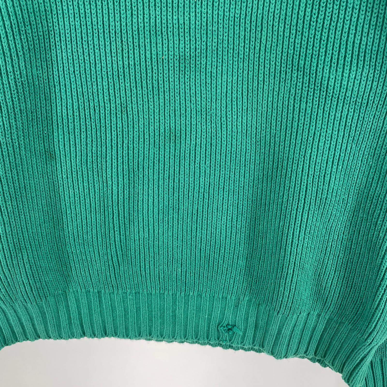 ニット 90s Eddie Bauer 黒タグ コットンニット 緑 (L) グリーン