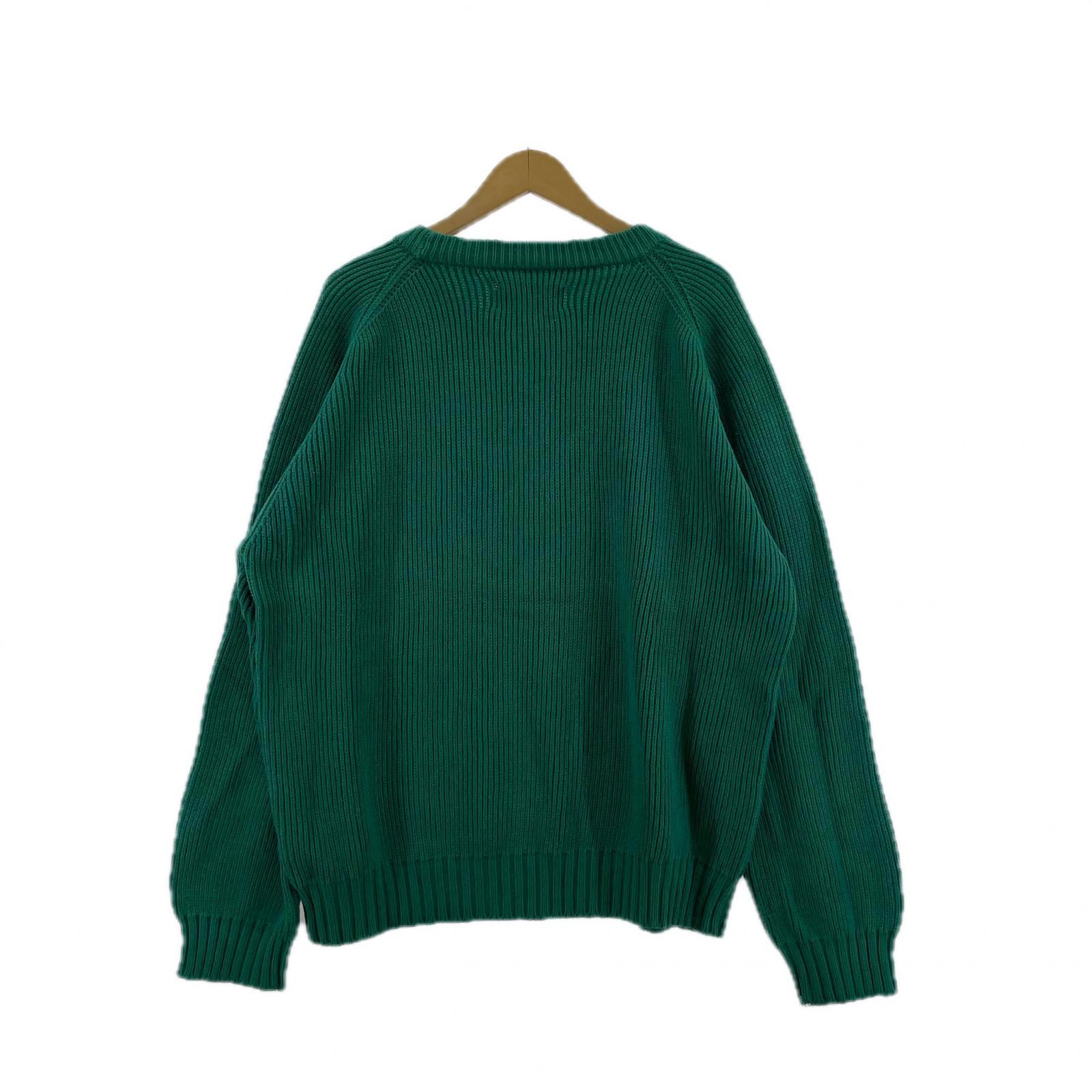 ニット 90s Eddie Bauer 黒タグ コットンニット 緑 (L) グリーン