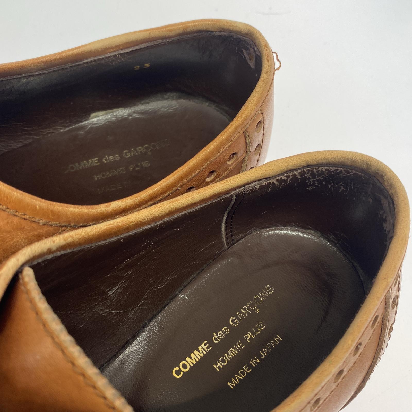 シューズ COMME des GARCONS HOMME PLUS 2ホールレザーシューズ 25.0 ブラウン