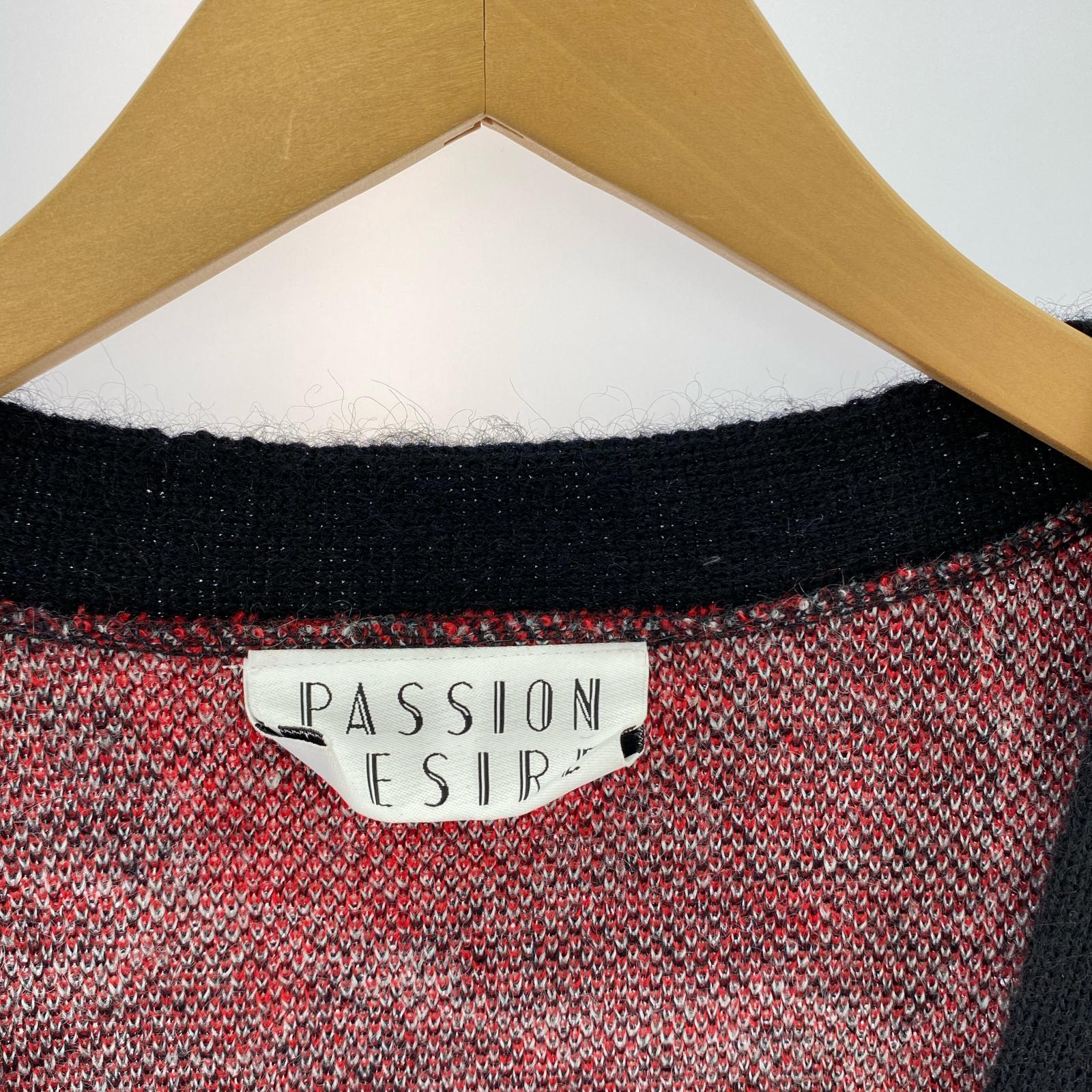 カーディガン el conductor H PASSION DESIRE 21AW モヘヤ カーディガン 2 レッド×ブラック PD21AN01