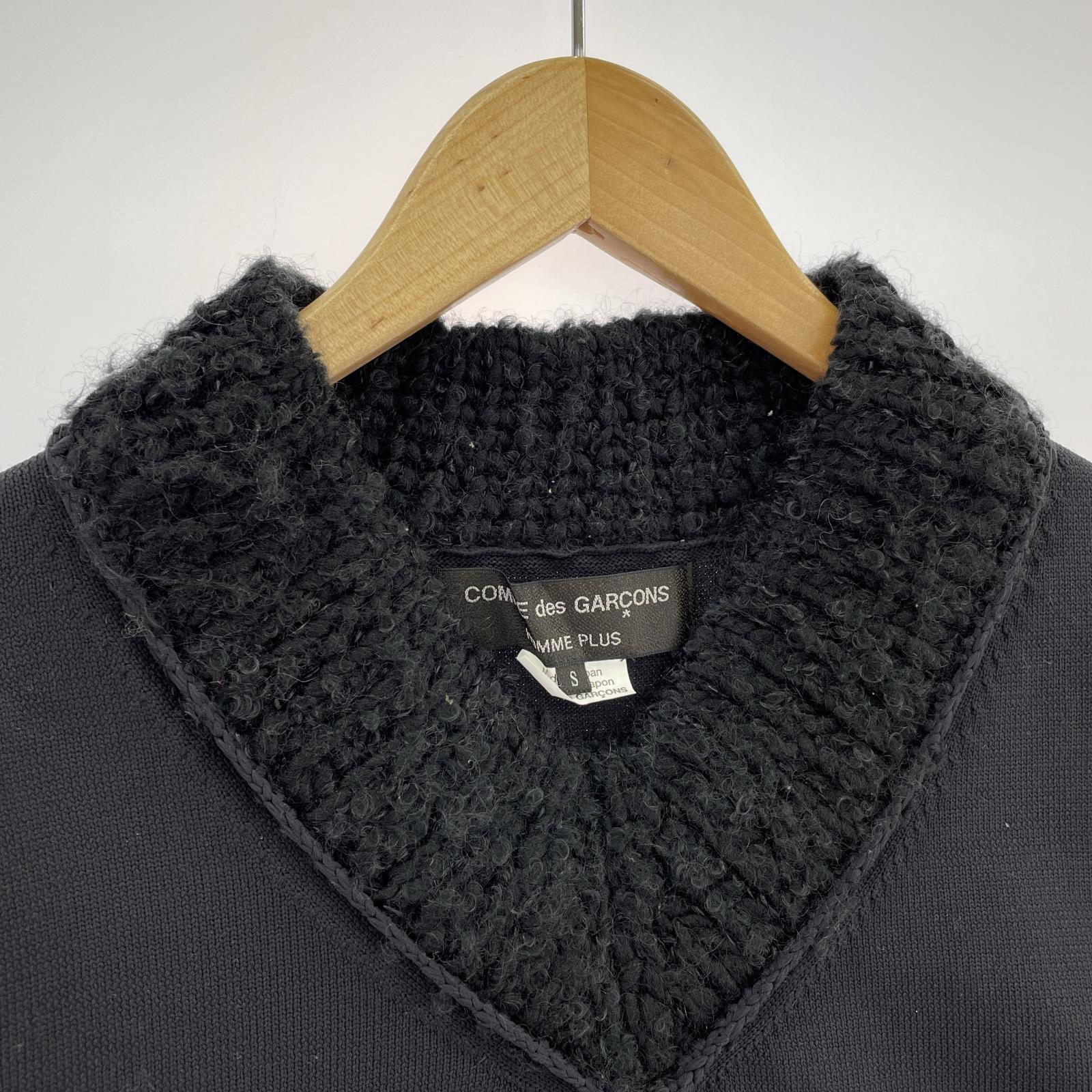 ニット HOMME PLUS 24ss 切替Vネックニット 黒 S