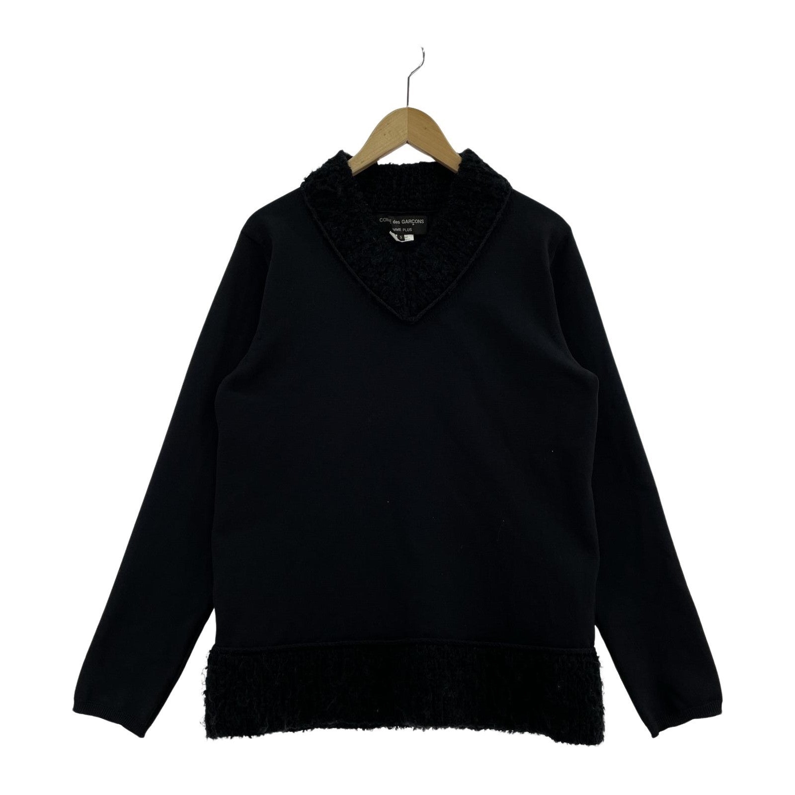 ニット HOMME PLUS 24ss 切替Vネックニット 黒 S