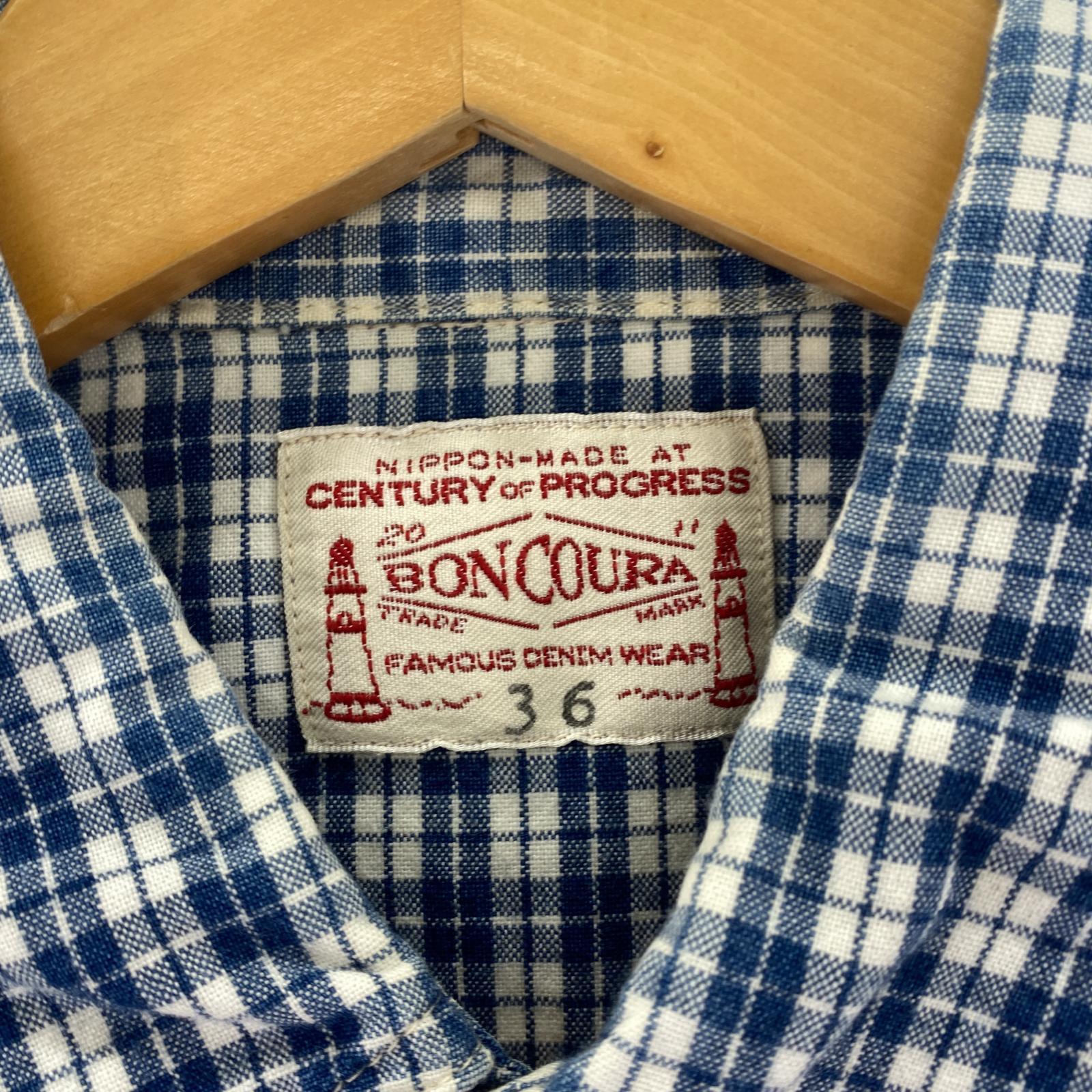 長袖シャツ BONCOURA チェック L/Sウエスタンシャツ 36 36 ブルー
