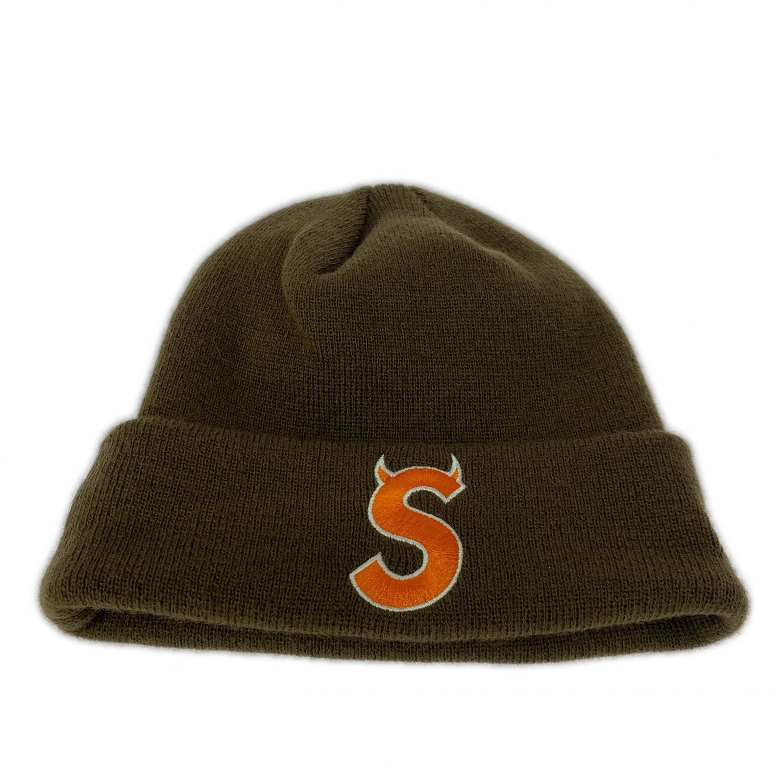 ニットキャップ 22FW S Logo Beanie 茶 ブラウン