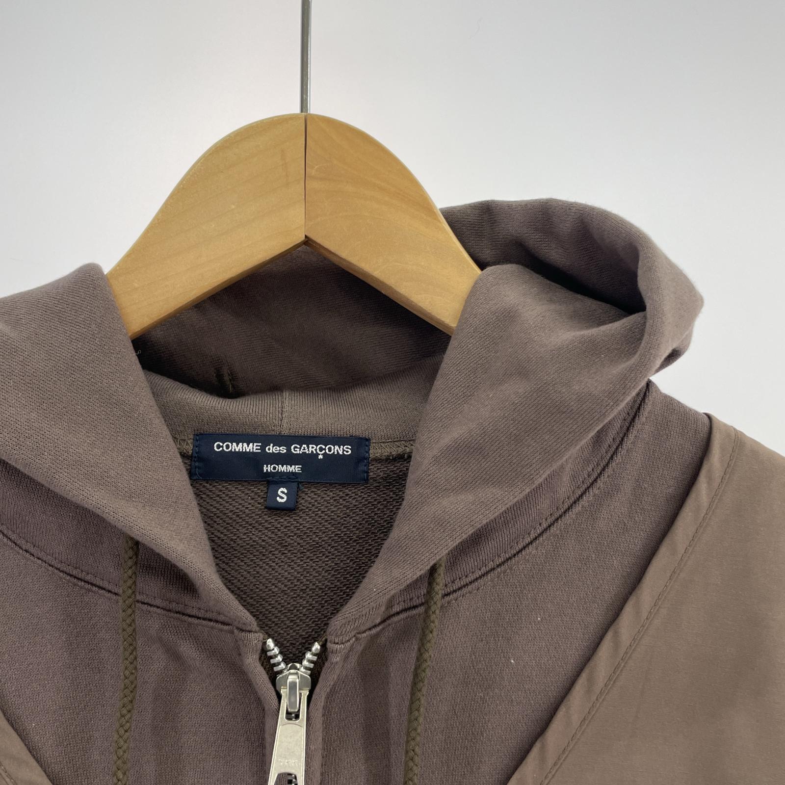 パーカー COMME des GARCONS HOMME 24AW 綿裏毛×エスレル綿タフタジップパーカー S チャコール HN-T011 AD2024 S