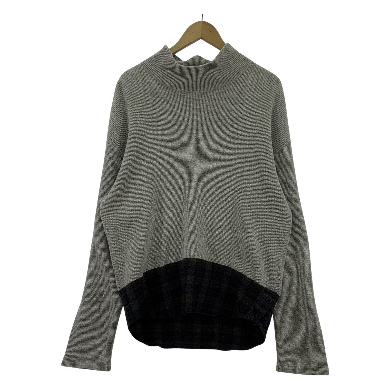 長袖Tシャツ COMME des GARCONS レイヤードデザイン ハイネックサーマルカットソー S グレー S グレー