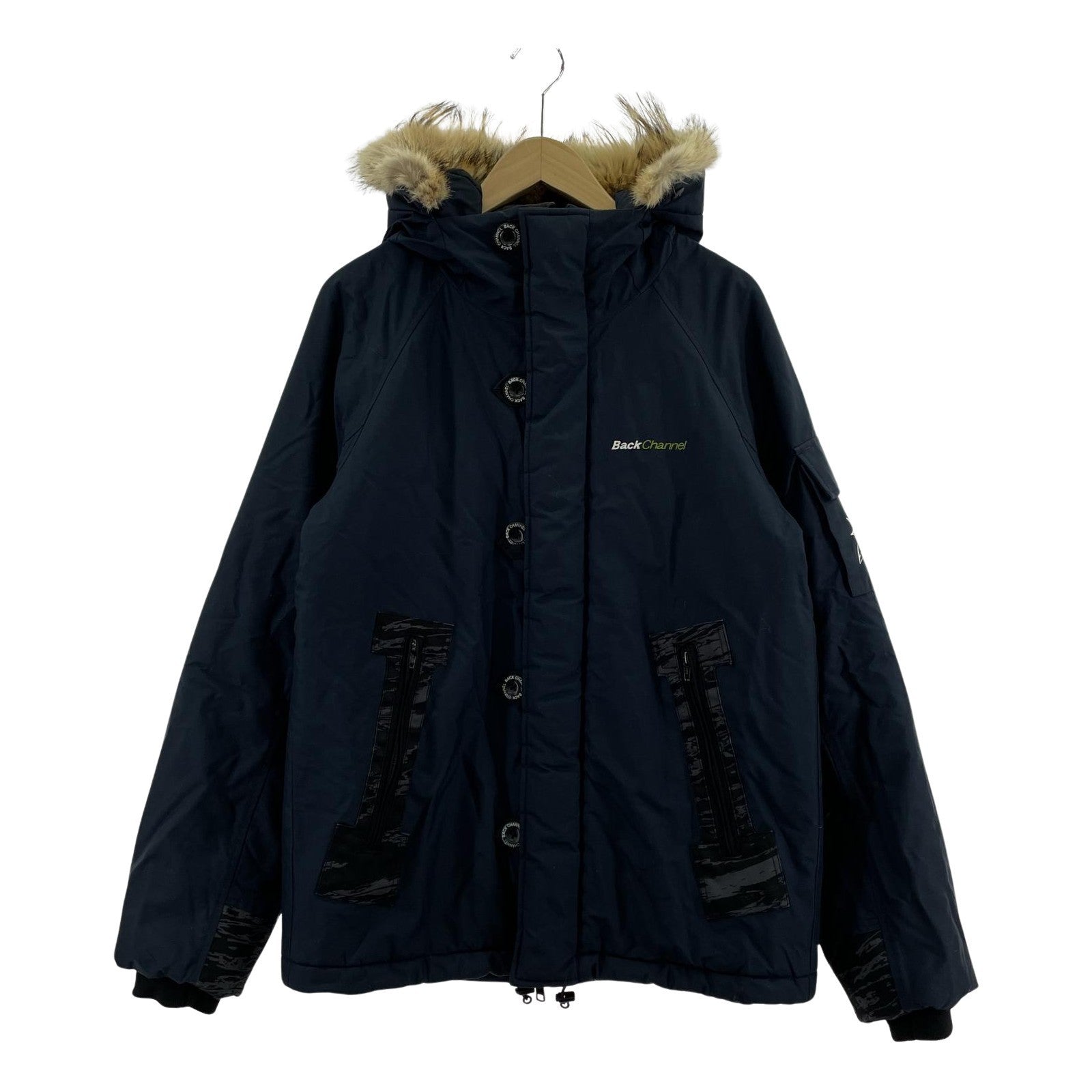 ダウンジャケット ファー付き ジャケット ネイビー (L) L