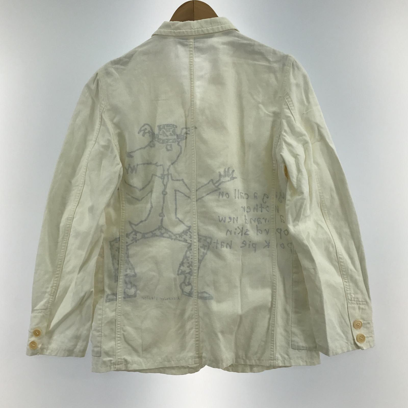 テーラードジャケット COMME des GARCONS HOMME PLUS ALEXANDER STADLER インサイドアウト 落書き テーラードジャケット S ホワイト PM-J063 AD2003 S ホワイト