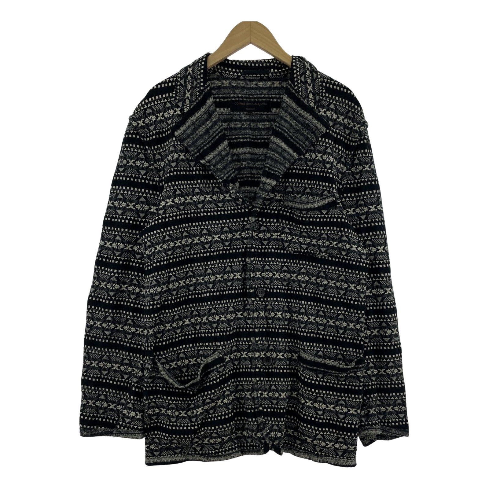 テーラードジャケット COMME des GARCONS HOMME ノルディックニットジャケット M ブラックグレー系 HH-J019 AD2002 M