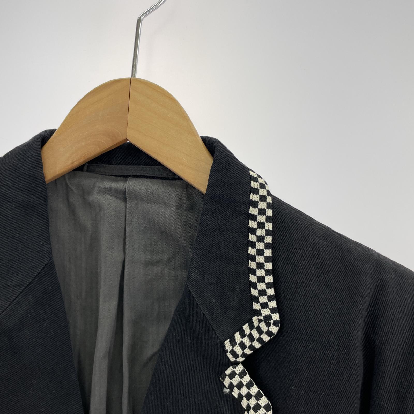 テーラードジャケット COMME des GARCONS HOMME PLUS チェッカーパイピング テーラードジャケット S ブラック PJ-11010S AD1990 S ブラック
