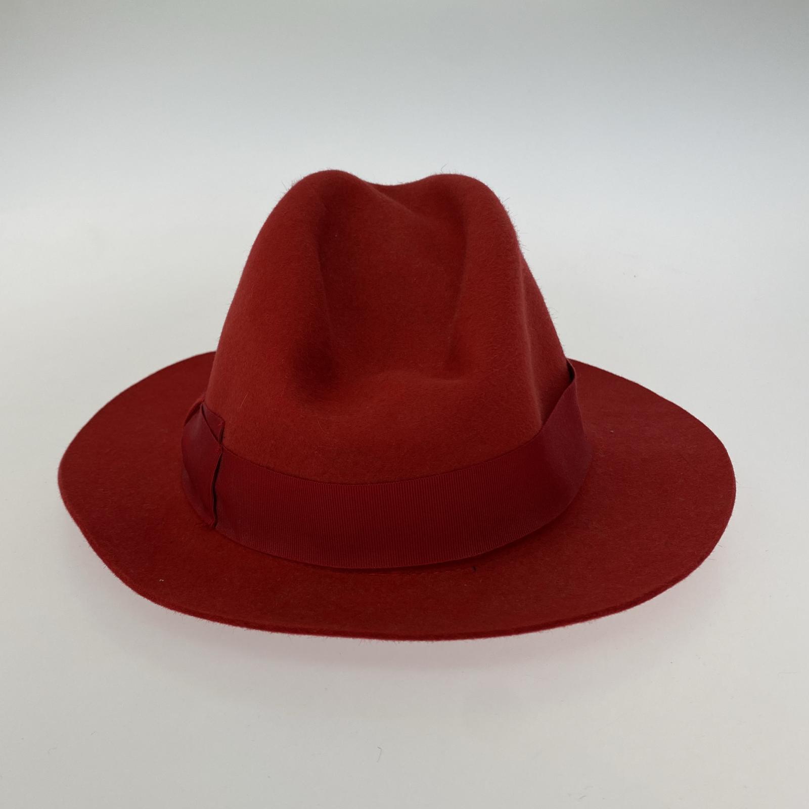 ハット Borsalino フェルトハット 58 赤 レッド