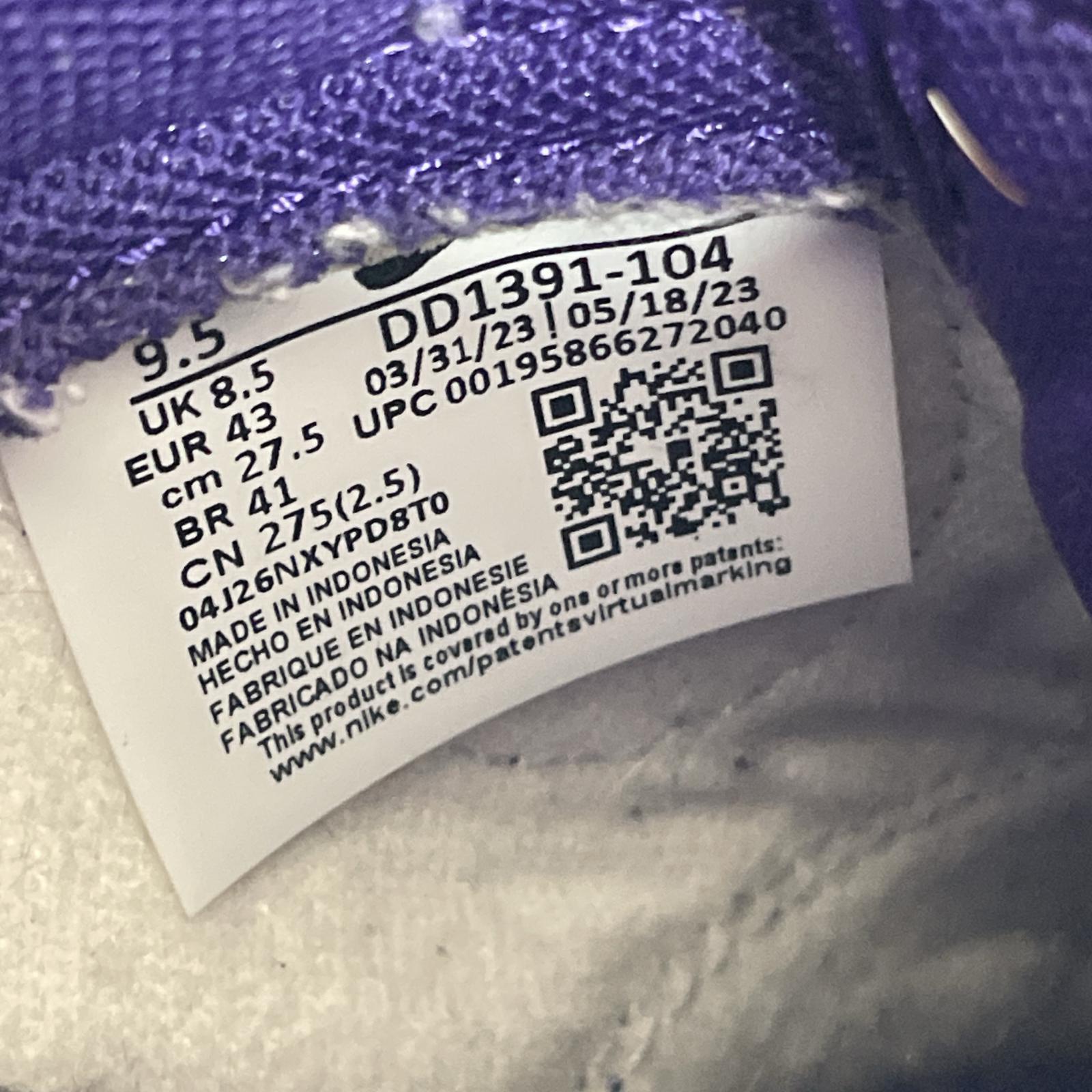スニーカー NIKE DUNK LOW RETRO DD1391-104 CHAMPIONSHIP COURT PURPLE (27.5) 27.5cm (US9 1/2 UK9 EU45)