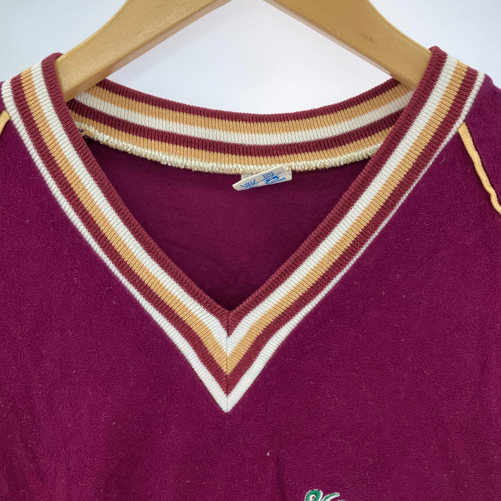 半袖Tシャツ 80s VネックベロアT(L)紫 L