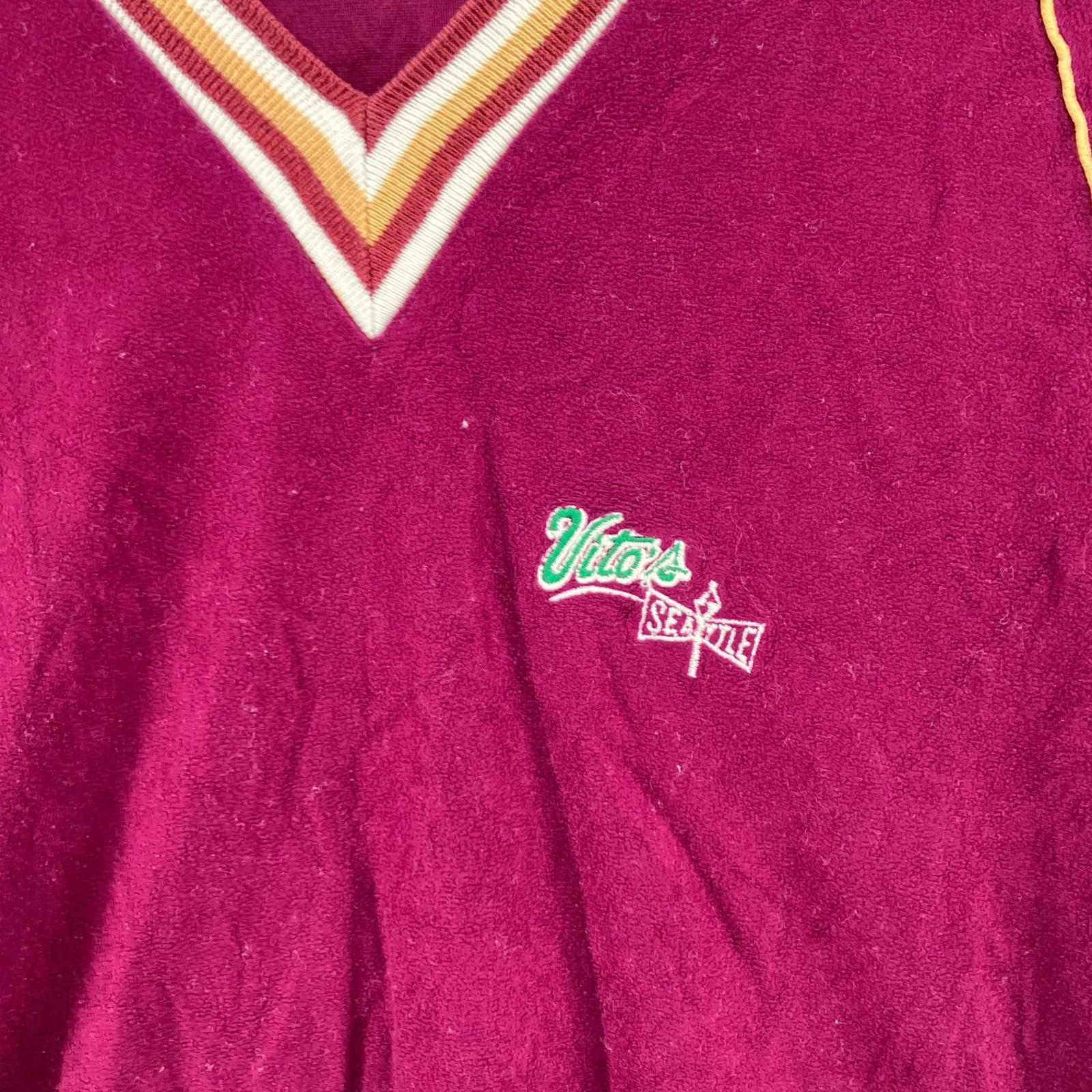 半袖Tシャツ 80s VネックベロアT(L)紫 L