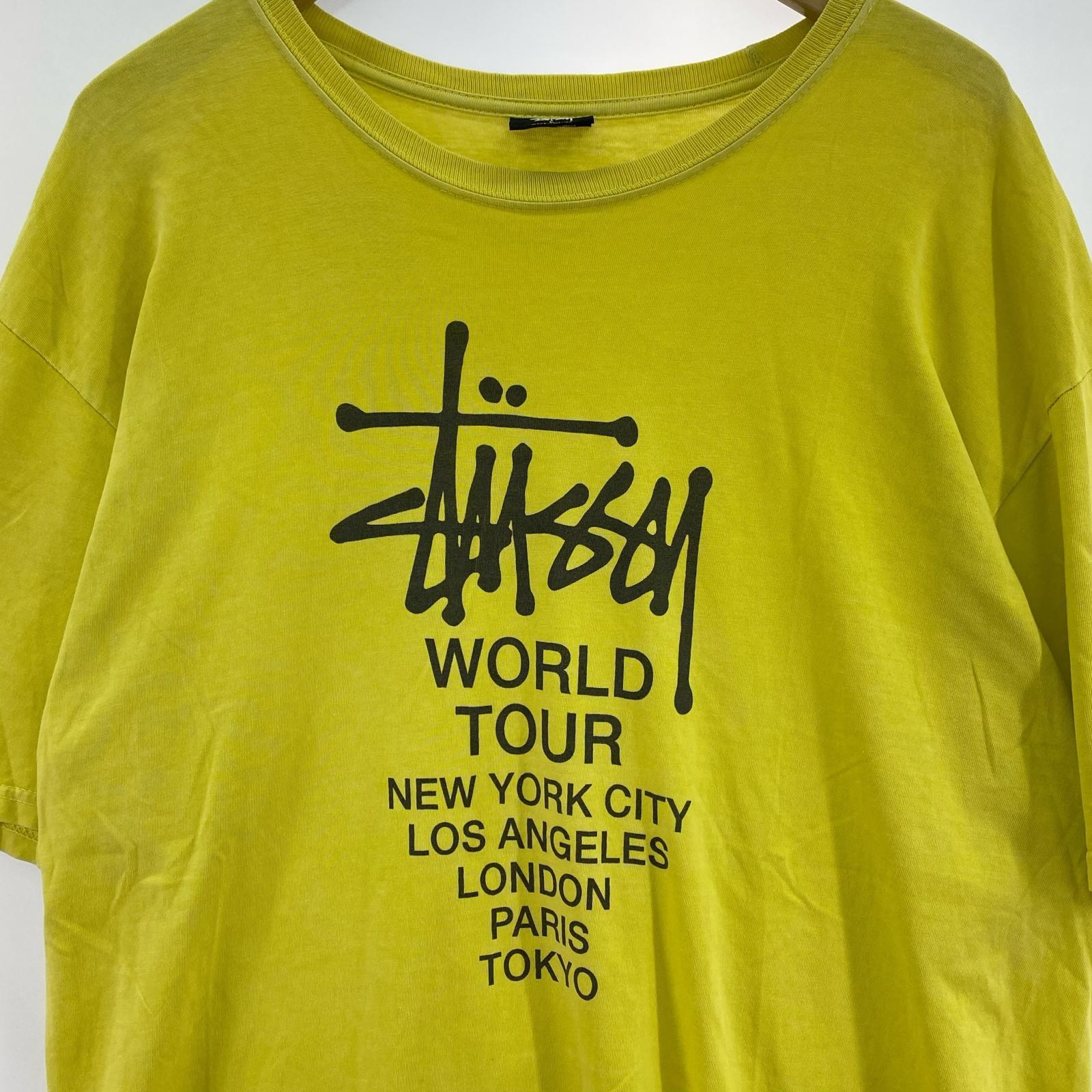 半袖Tシャツ STUSSY ピグメントダイ ワールドツアーTee L イエロー L